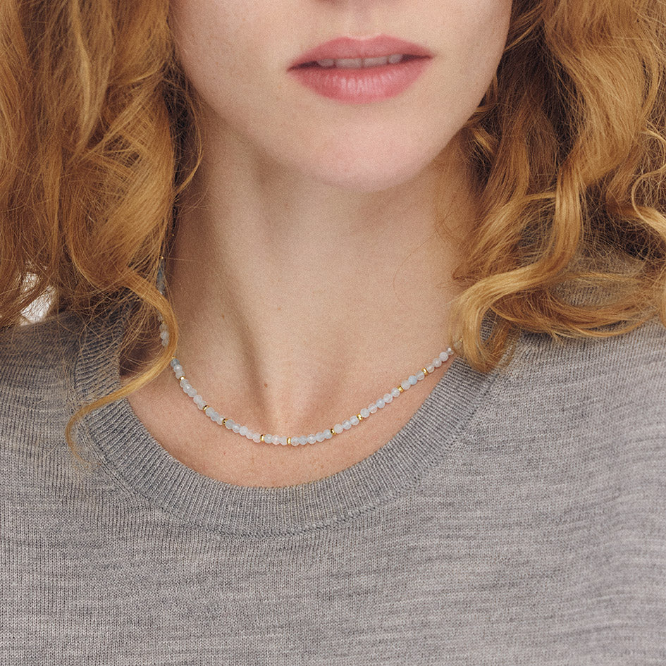 Aquamarine Faceted Gemstone Necklace