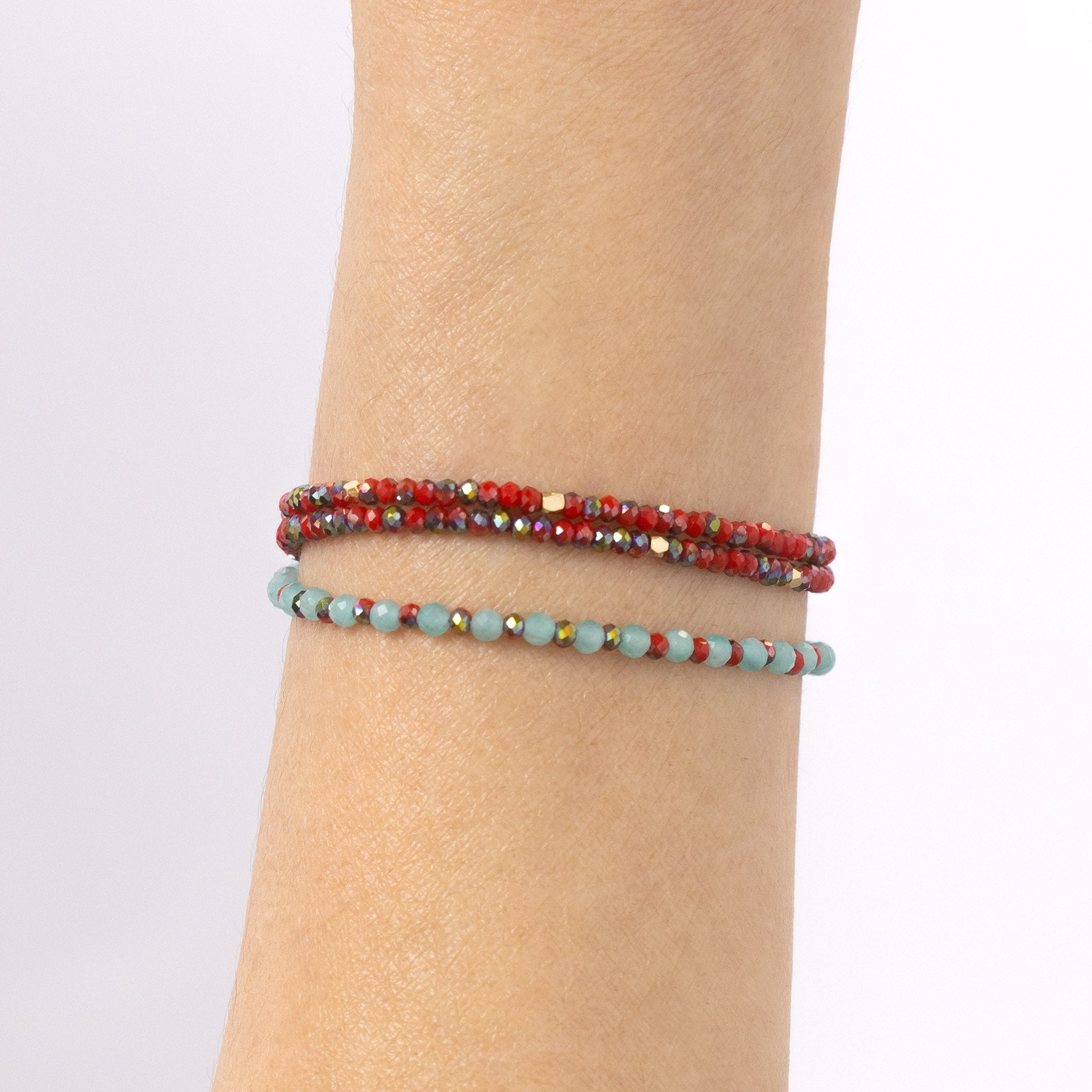 Amazonite Gemstone Necklace / Triple Wrap Bracelet