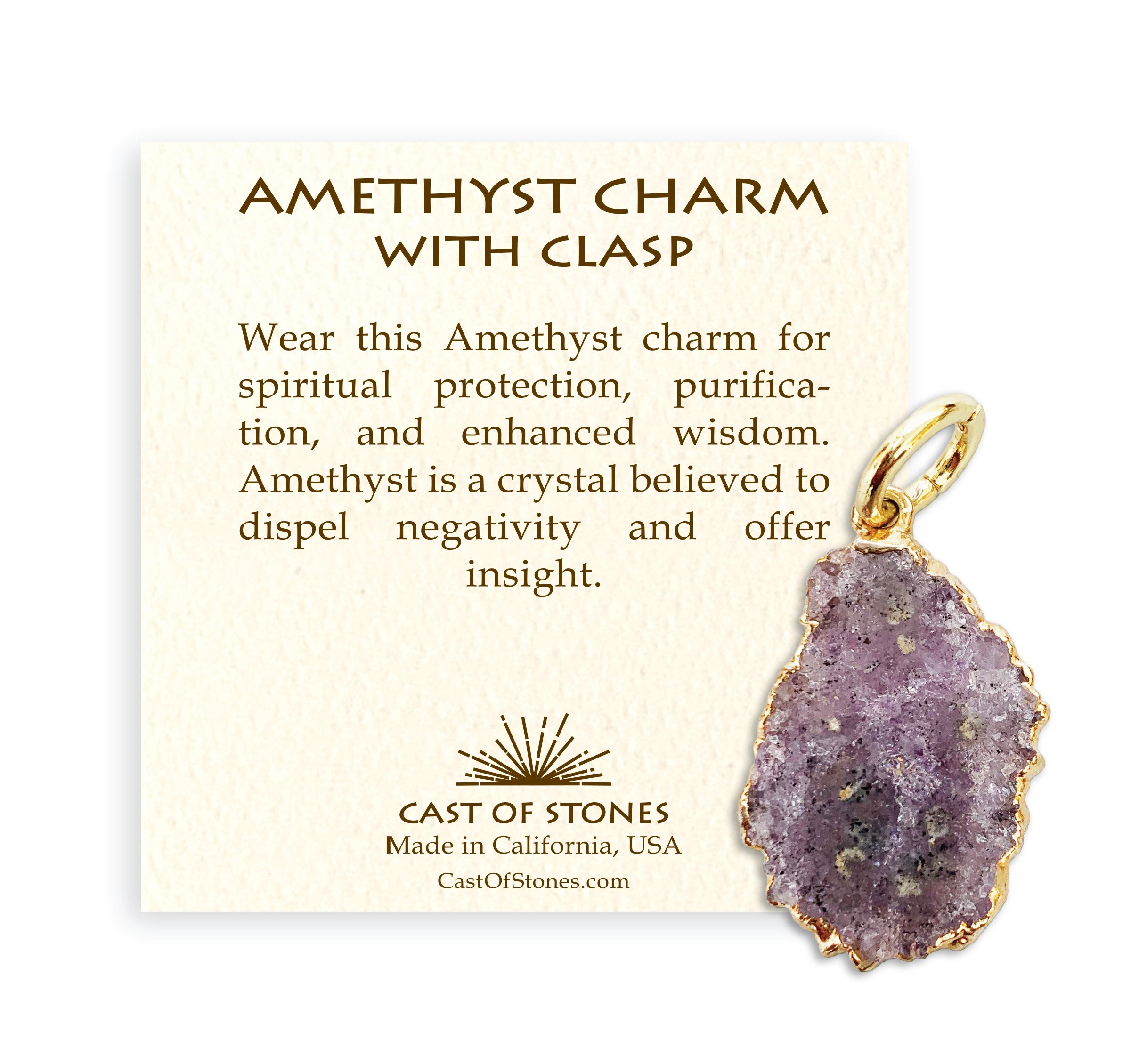 Cast-of-Stones-Amethyst-Druzy-Charm-Clasp-with-Information-Card