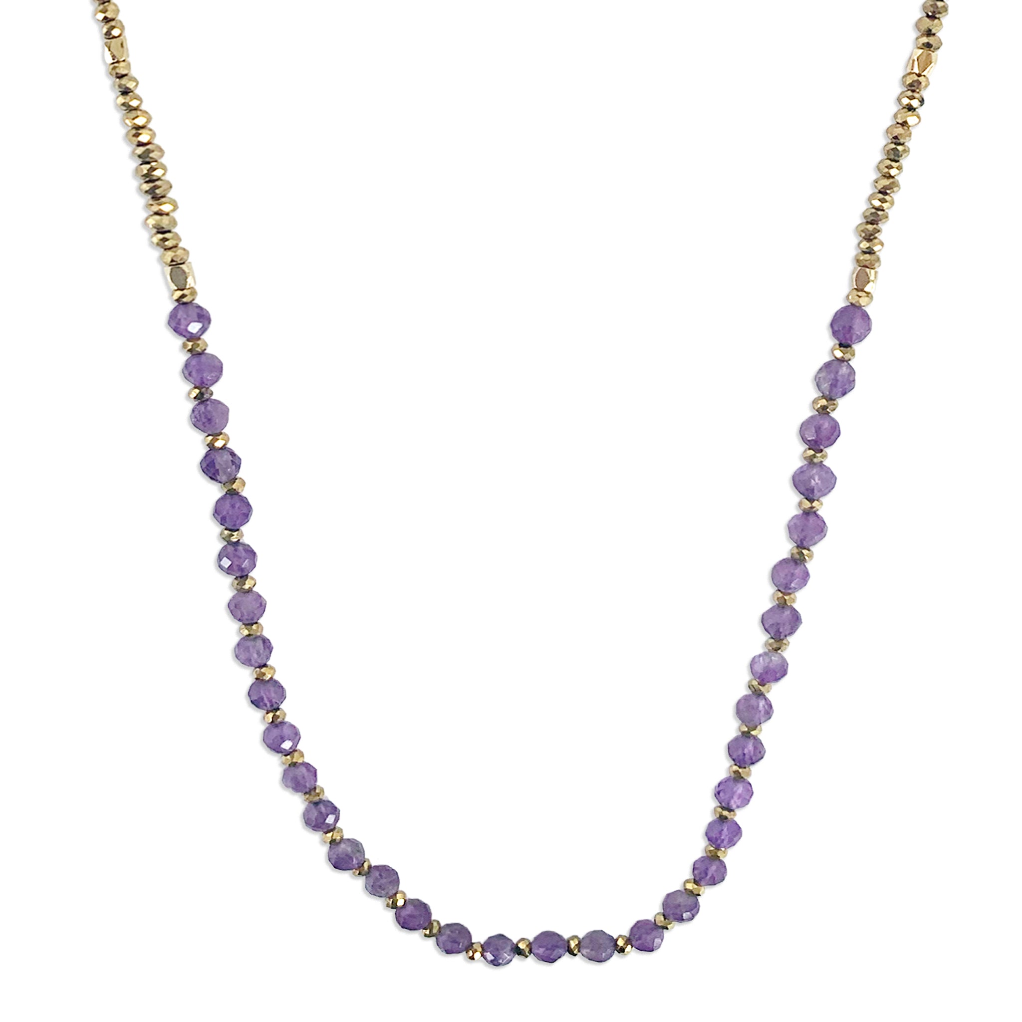 Amethyst Gemstone Necklace / Triple Wrap Bracelet