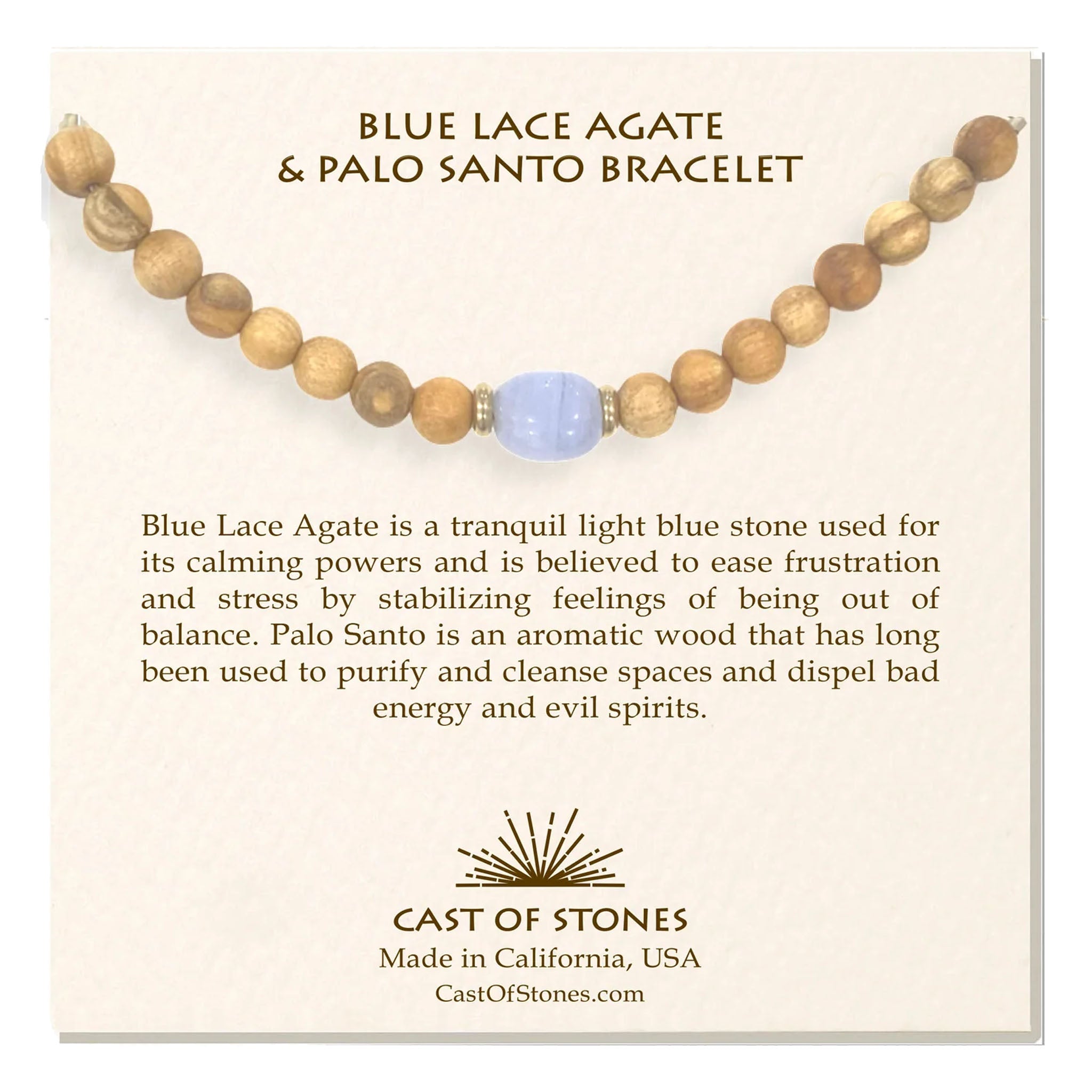 Blue Lace Agate & Palo Santo Bracelet