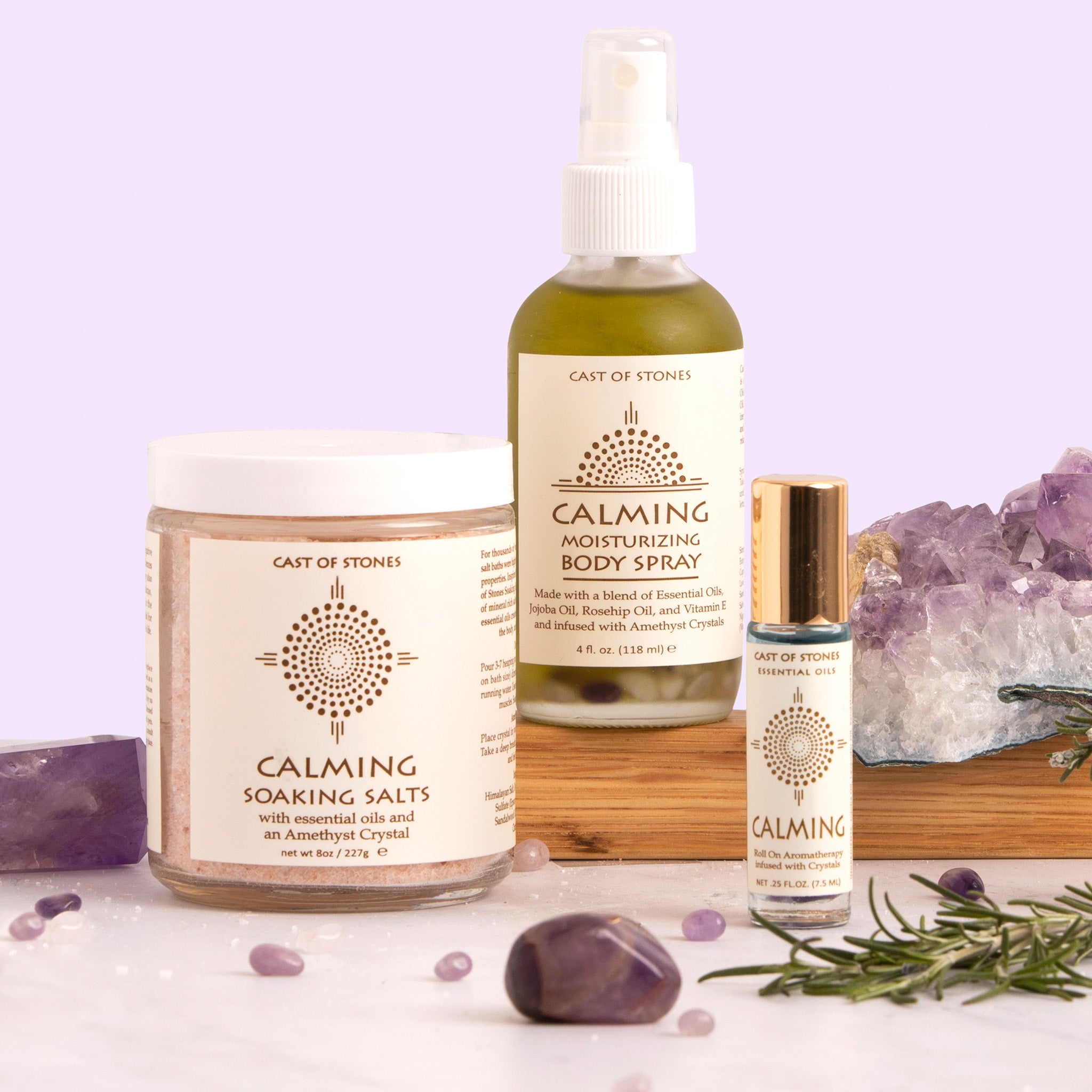 Calming Roll-On - Essential Oil Aromatherapy with Amethyst Crystals