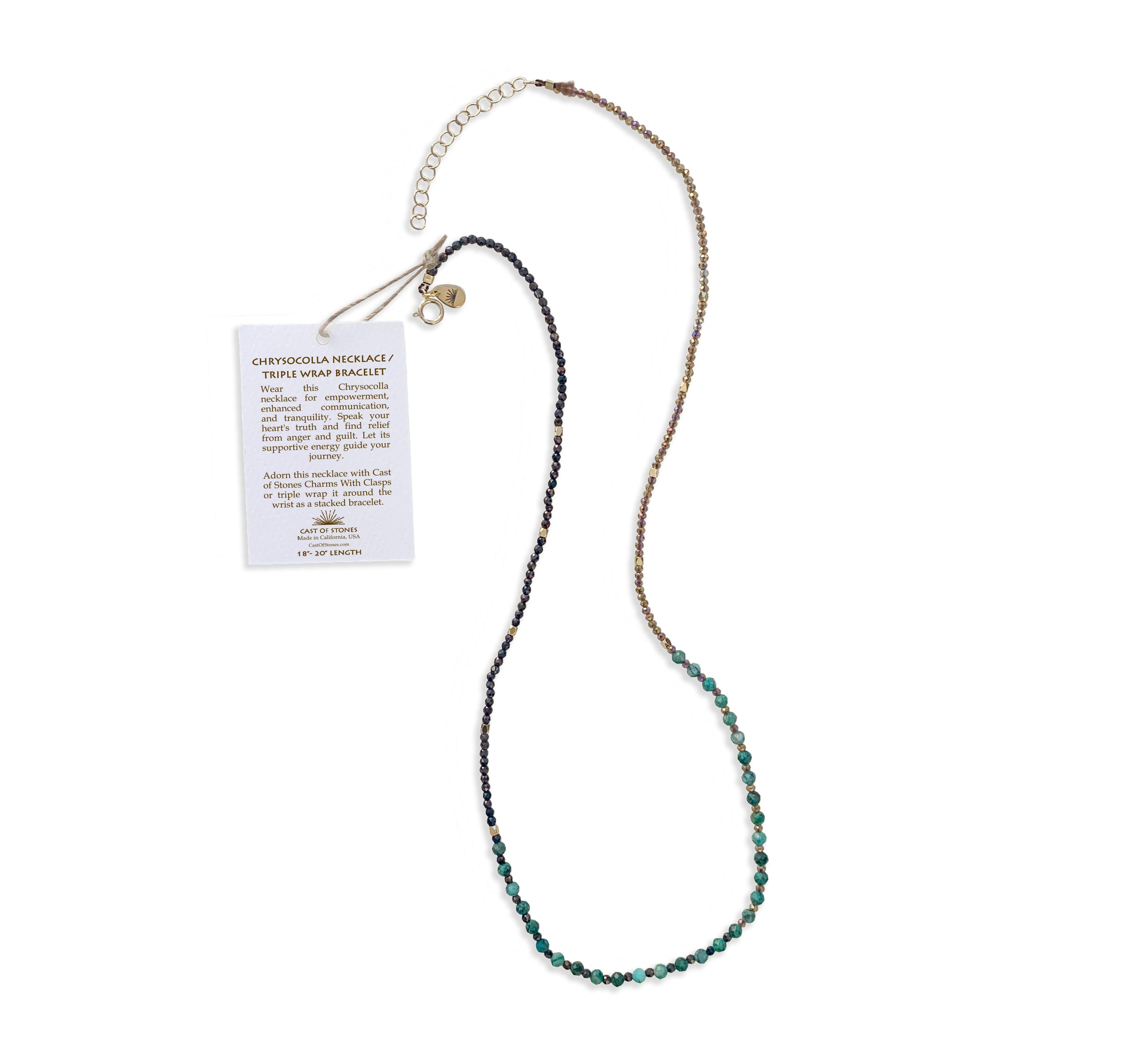 Cast-of-Stones-Chrysocolla-Gemstone-Necklace-or-Triple-Wrap-Necklace