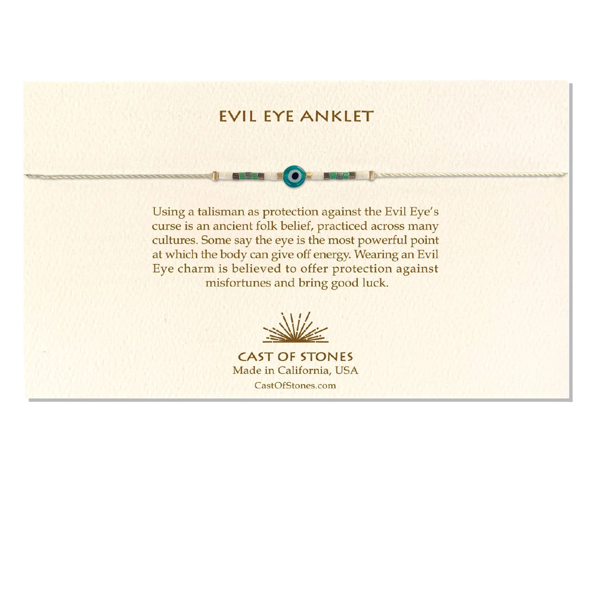 Evil Eye Anklet - Blue Sea / White