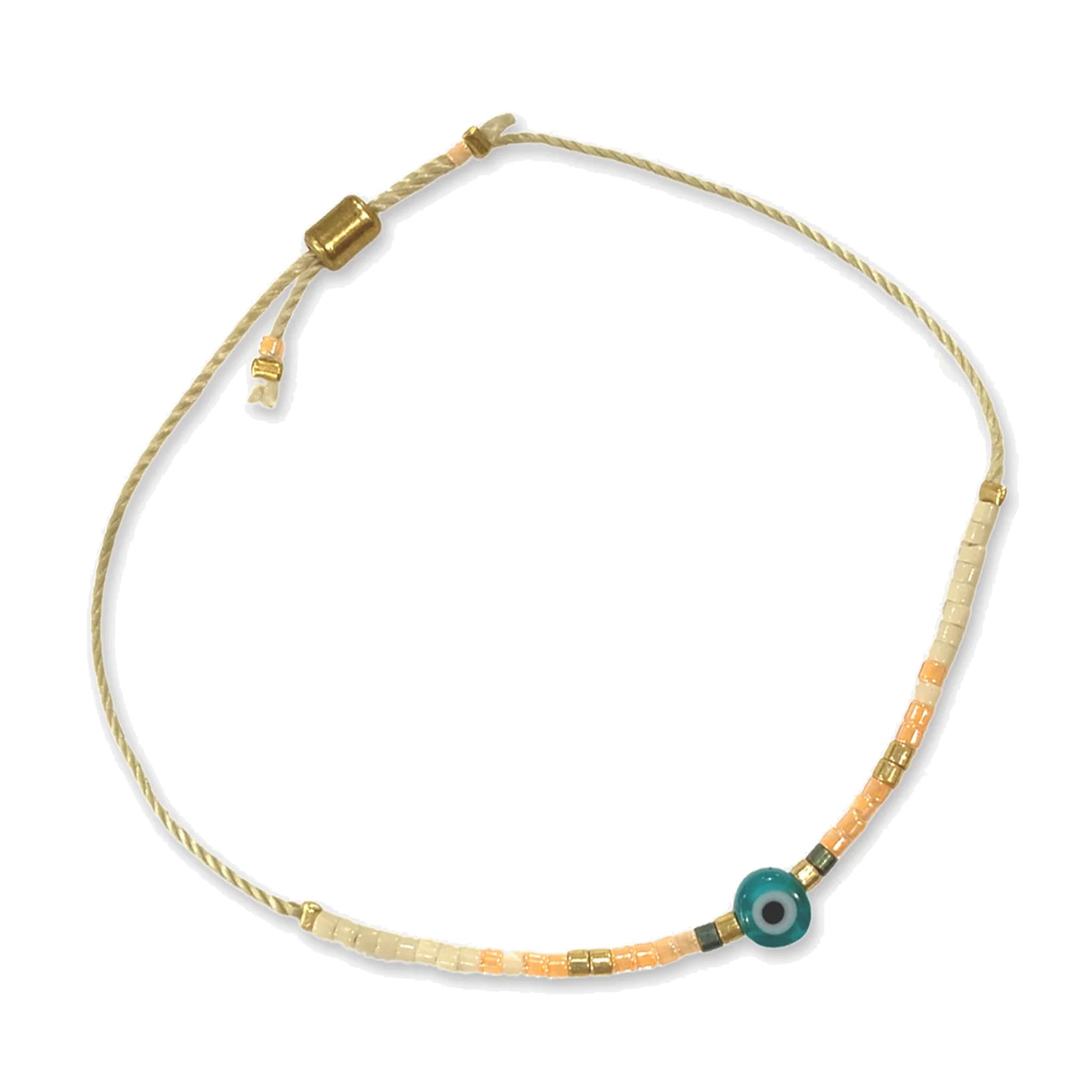 Evil Eye Bracelet - Neon Orange/White