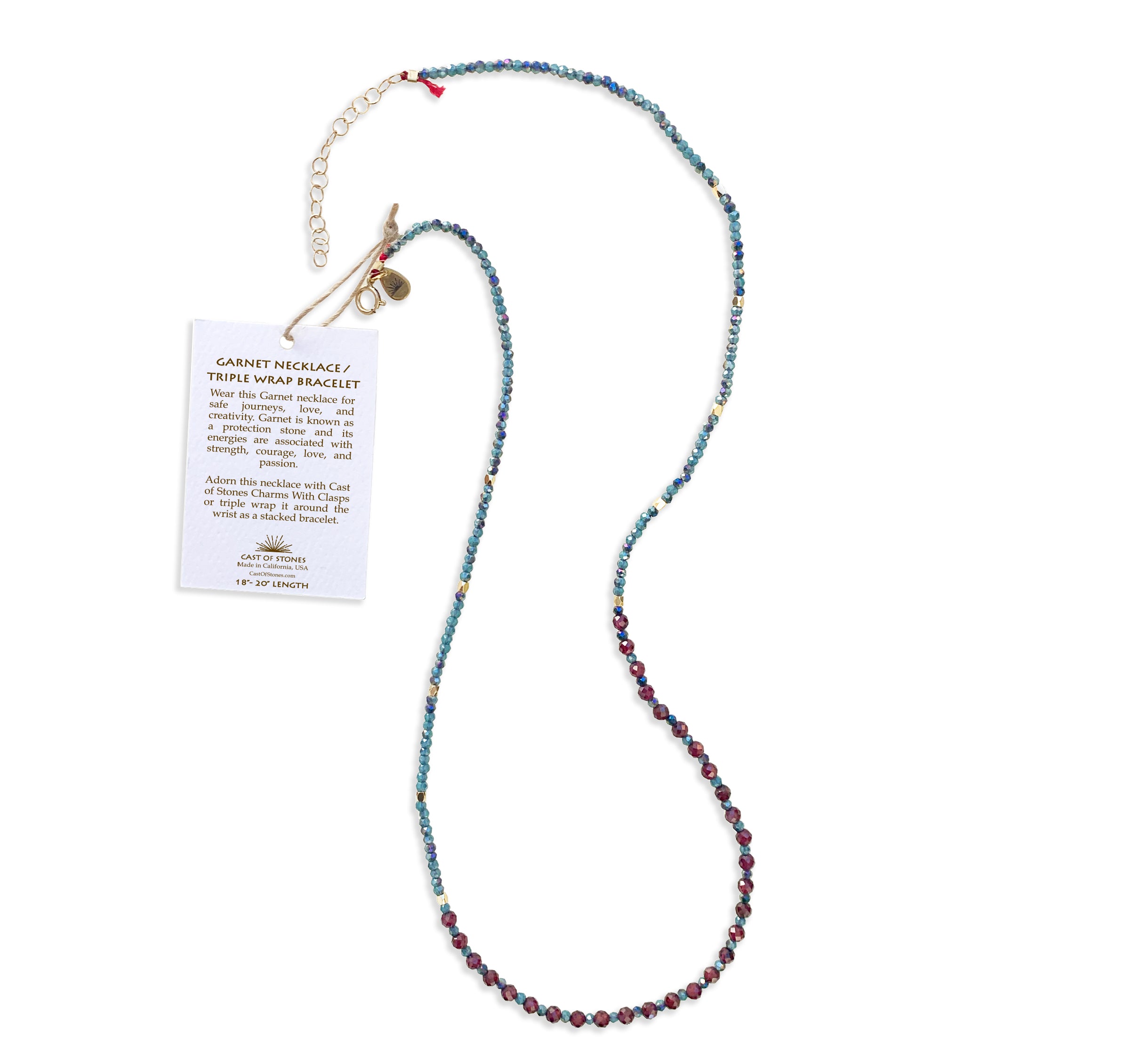 Cast-of-Stones-Garnet-Gemstone-Necklace-or-Triple-Wrap-Necklace
