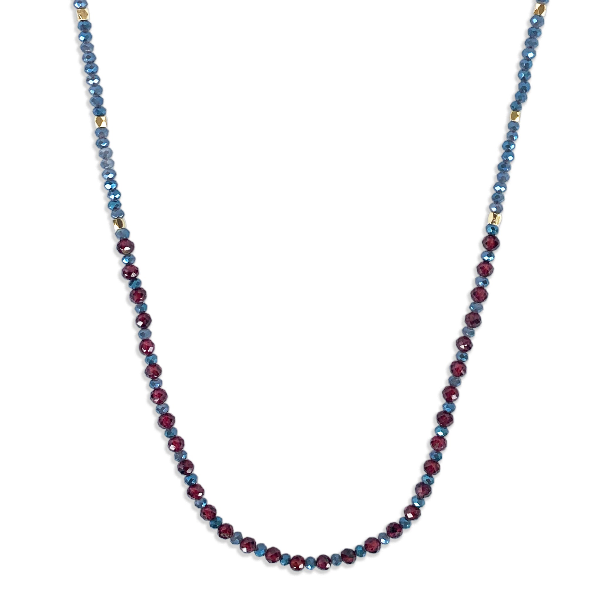 Garnet Gemstone Necklace / Triple Wrap Bracelet