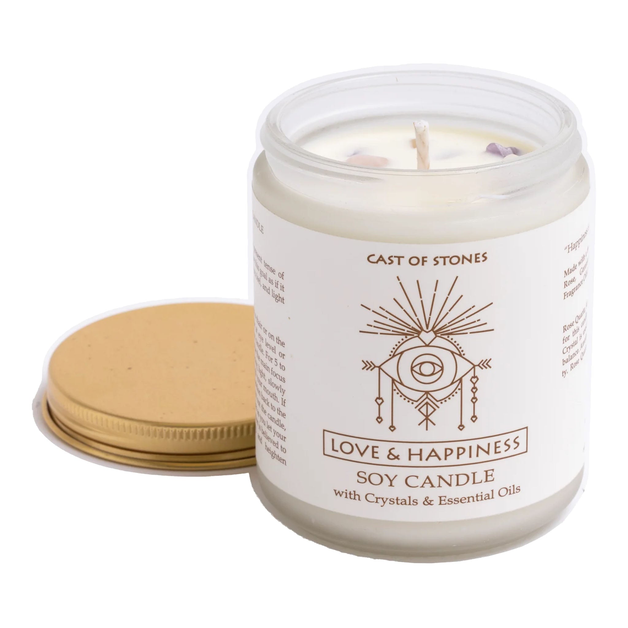 Love & Happiness Candle with Crystals and Essential Oils