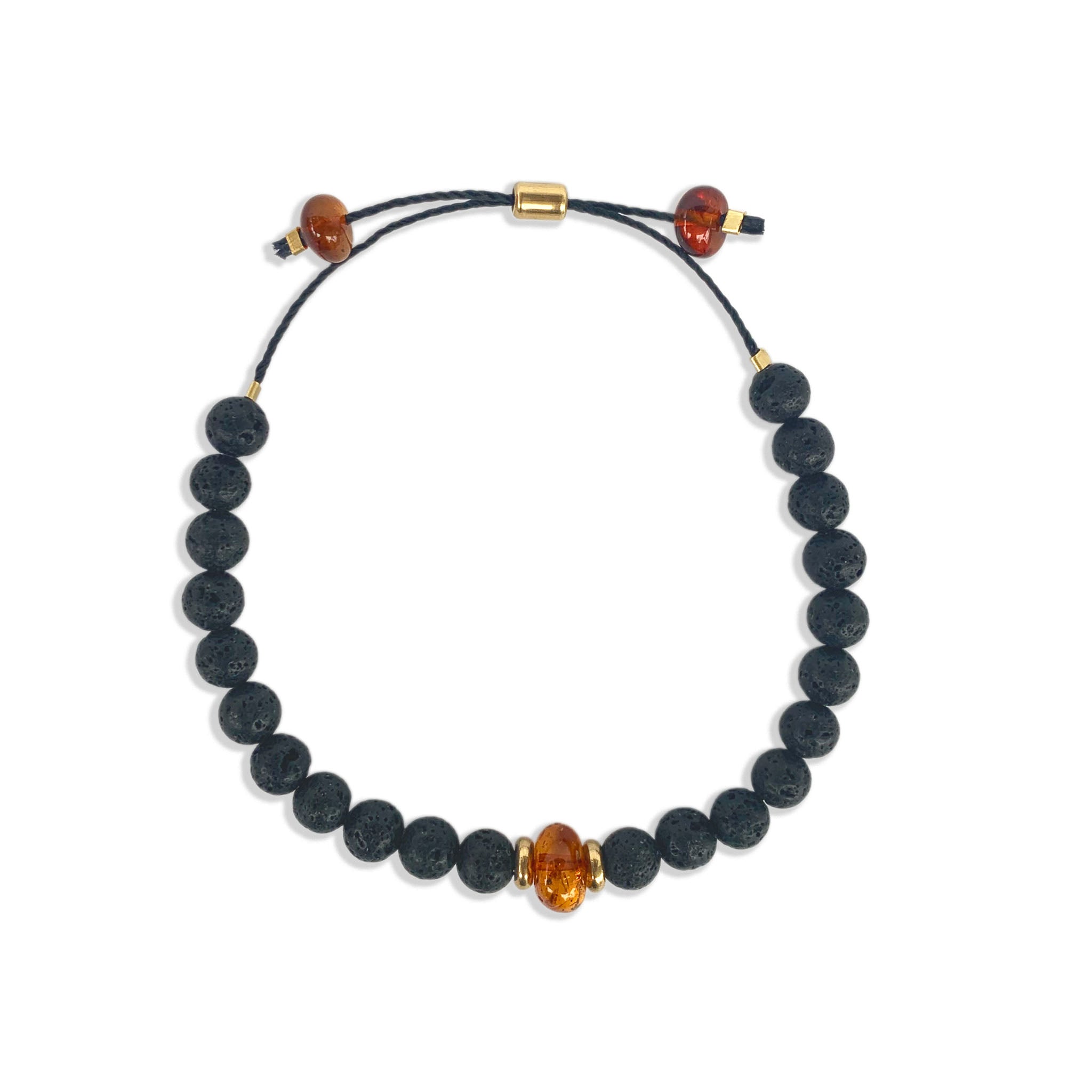 Men's Baltic Amber & Lava Stone Bracelet