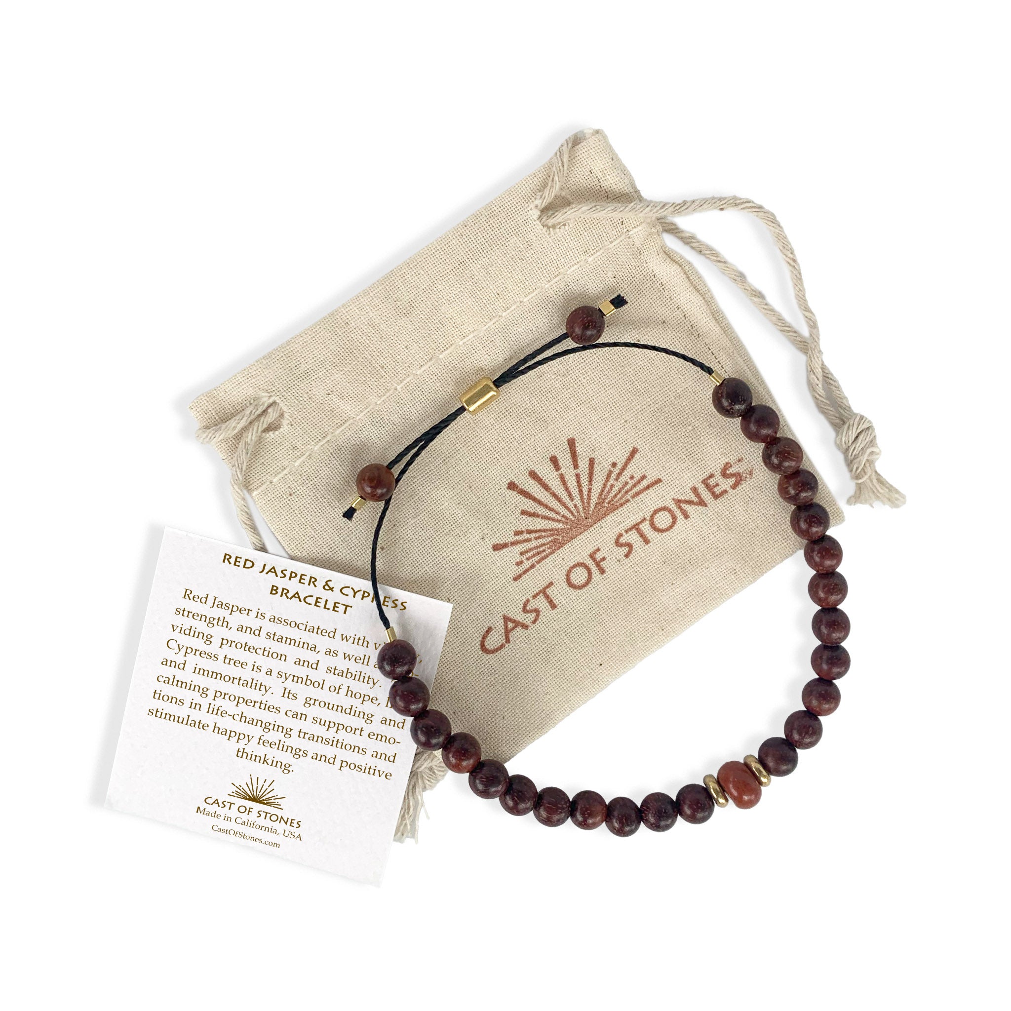 Men's Red Jasper & Cypress Bracelet