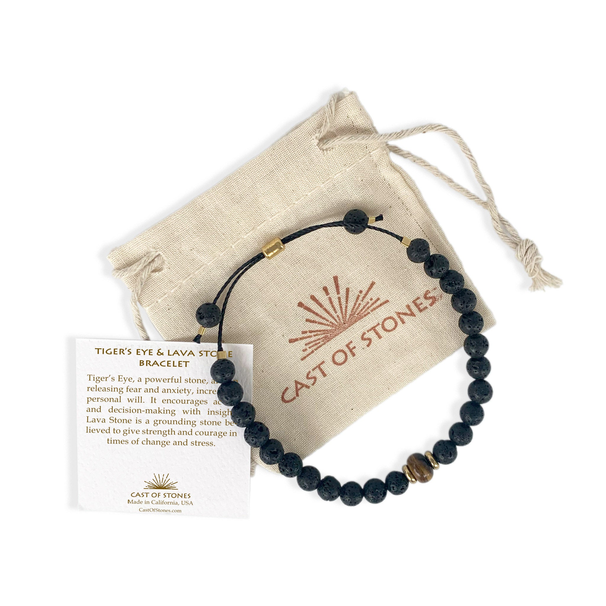 Men's Tiger's Eye & Lava Stone Bracelet