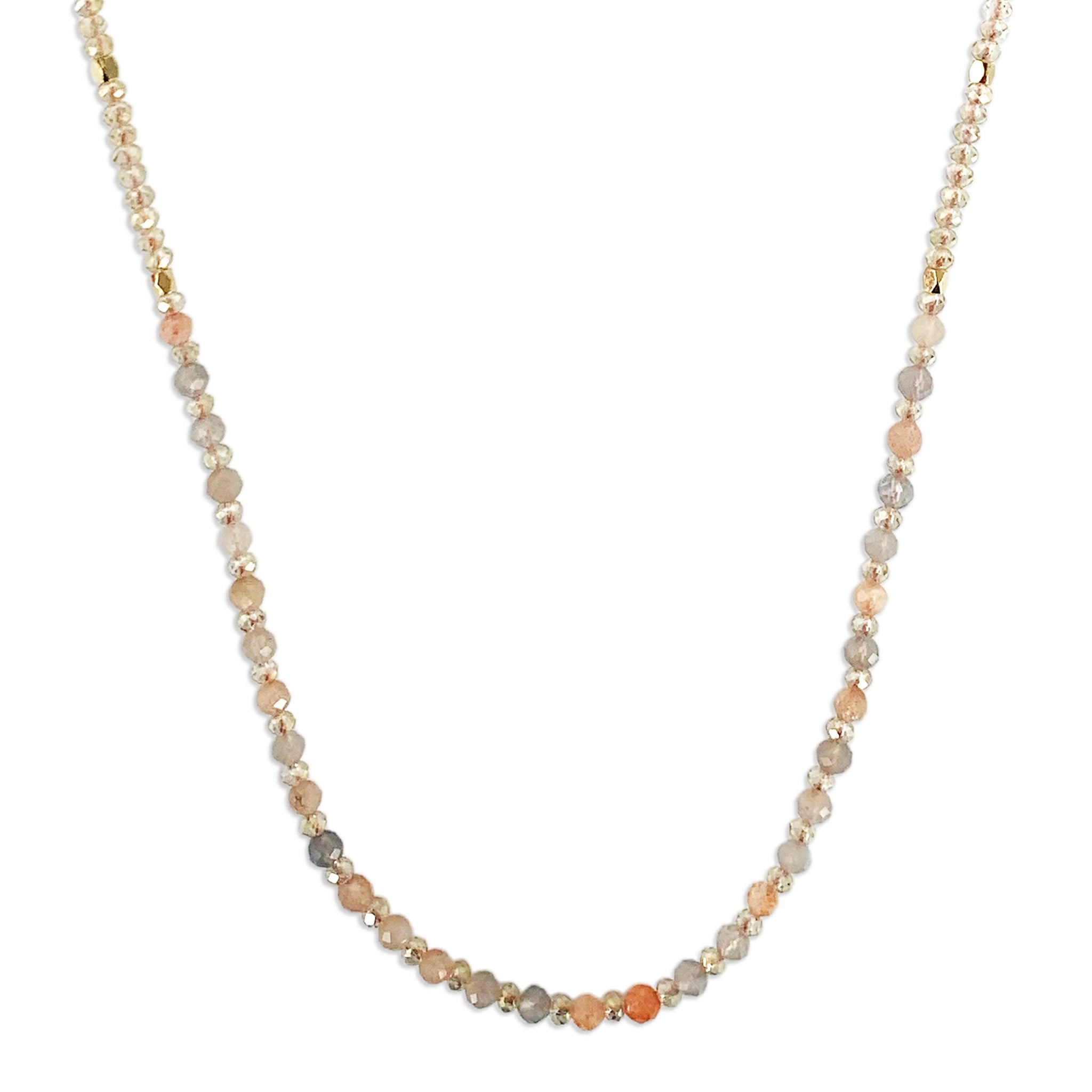 Moonstone Gemstone Necklace / Triple Wrap Bracelet