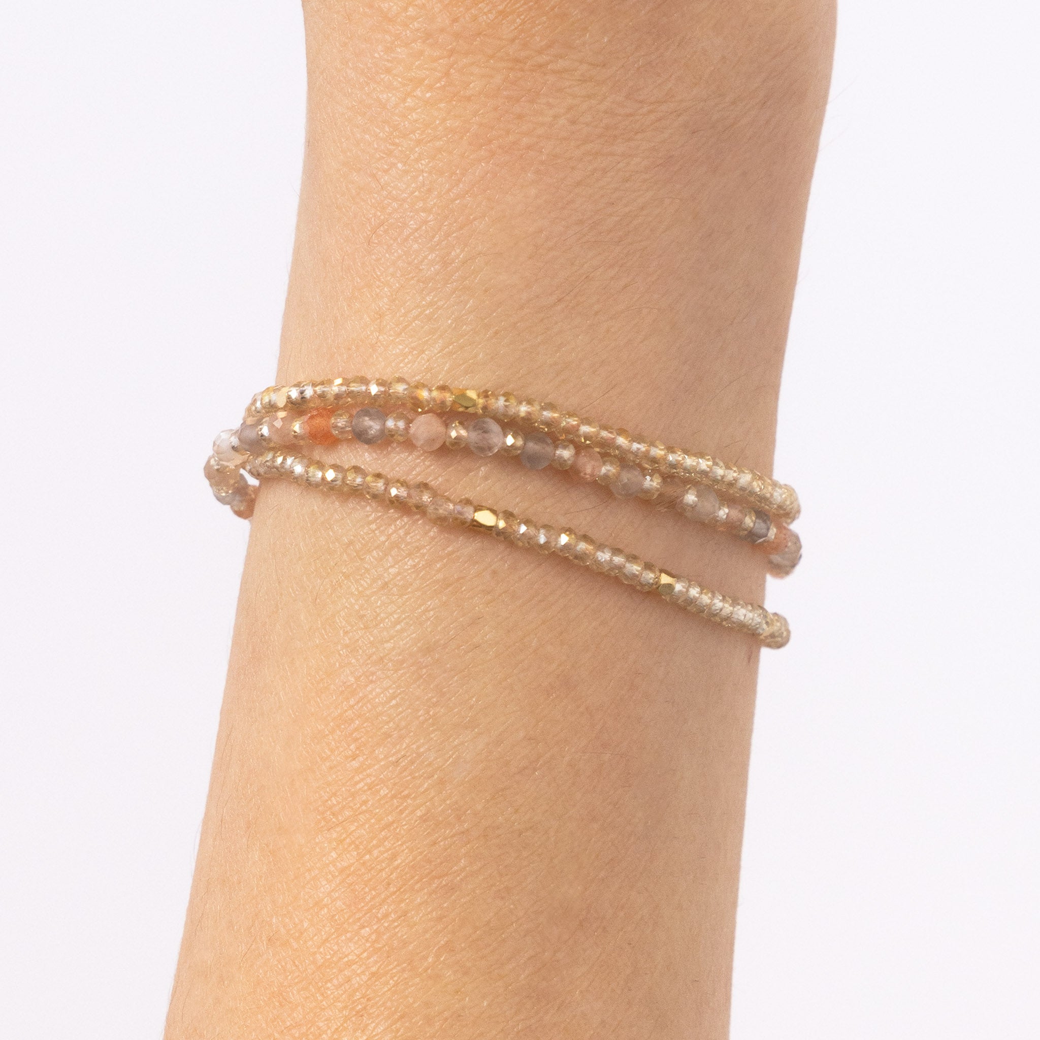 Moonstone Gemstone Necklace / Triple Wrap Bracelet