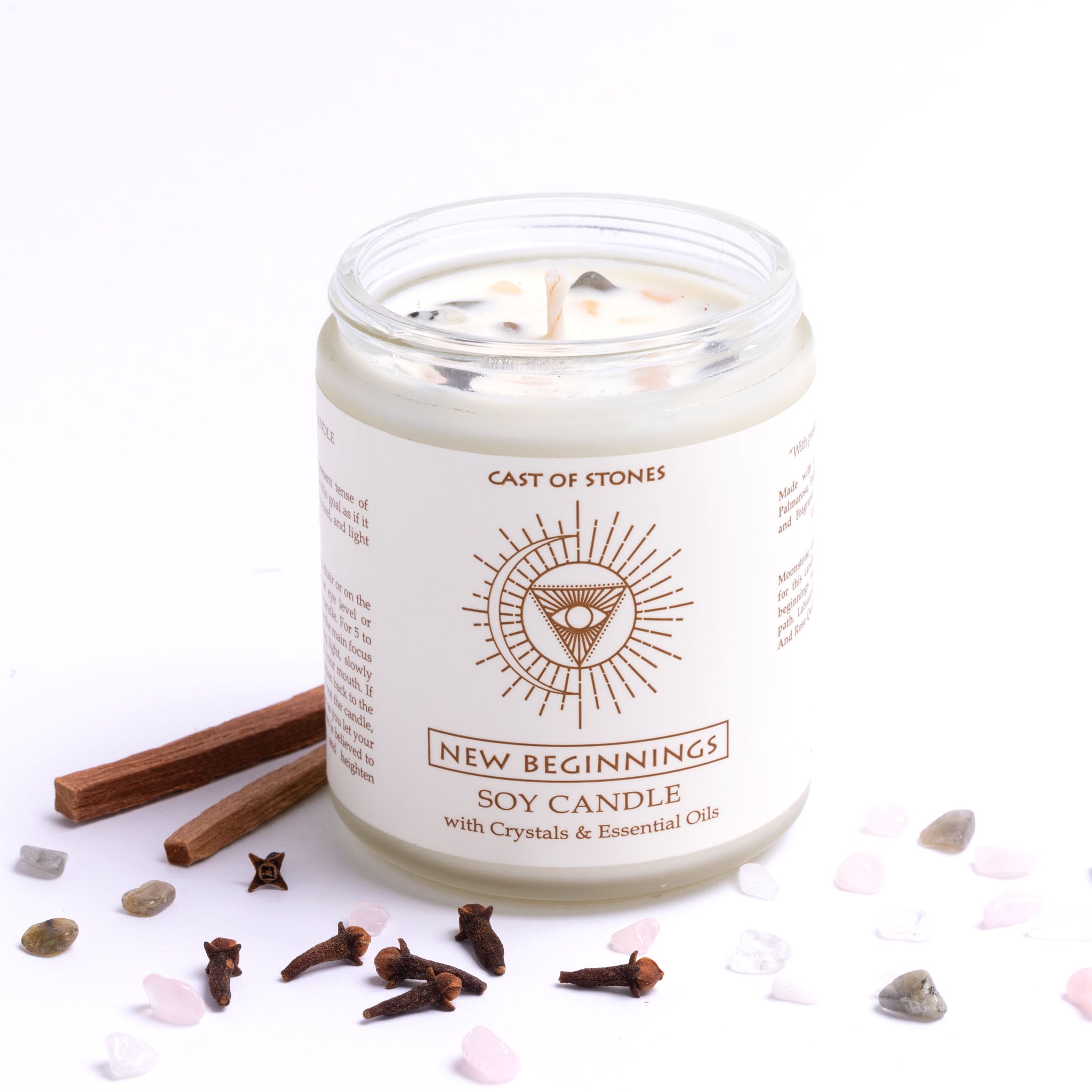 New Beginnings Candle with Crystals and Essential Oils