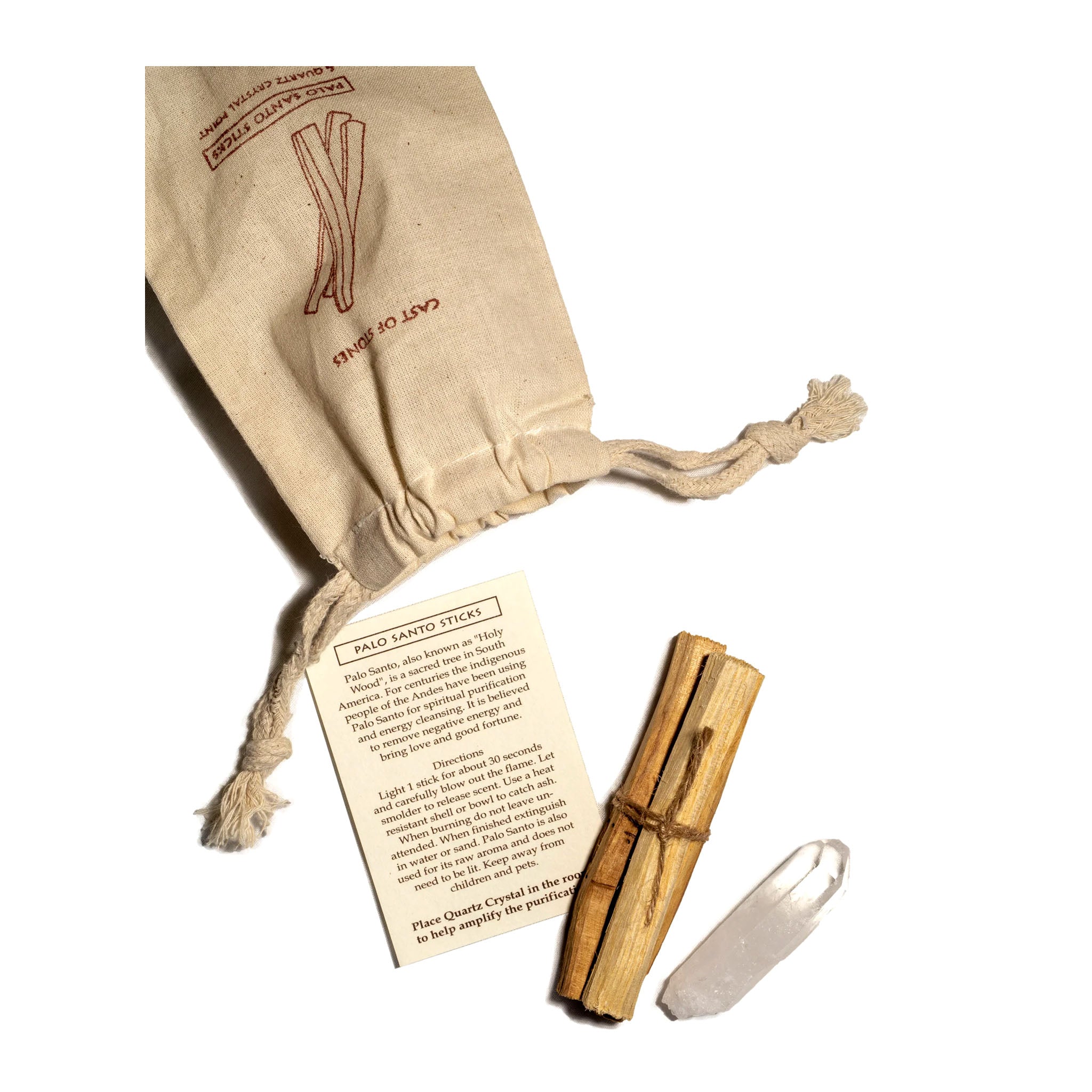 Palo Santo Sticks and Quartz Crystal Pouch