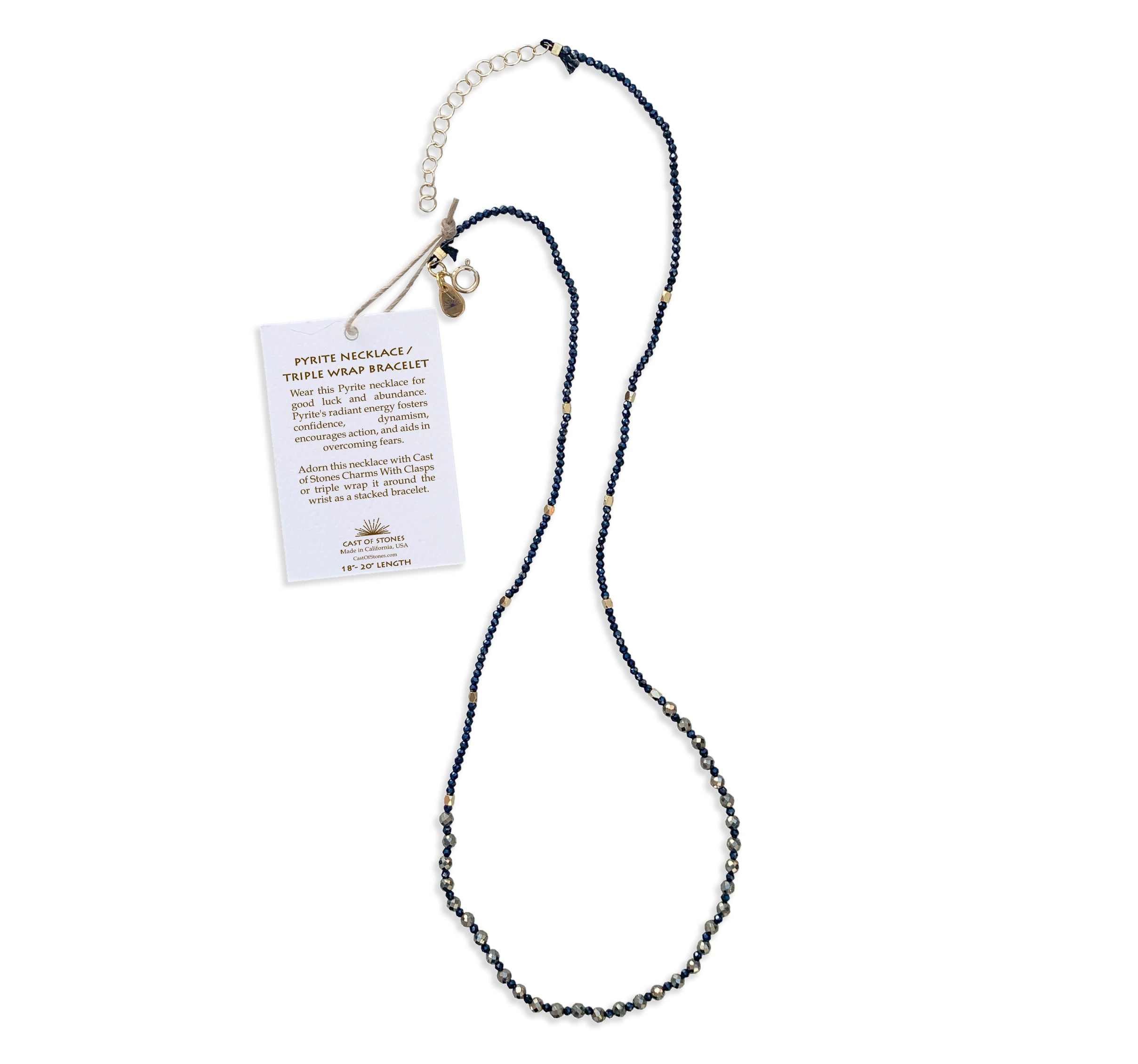 Cast-of-Stones-Pyrite-Gemstone-Necklace-or-Triple-Wrap-Bracelet