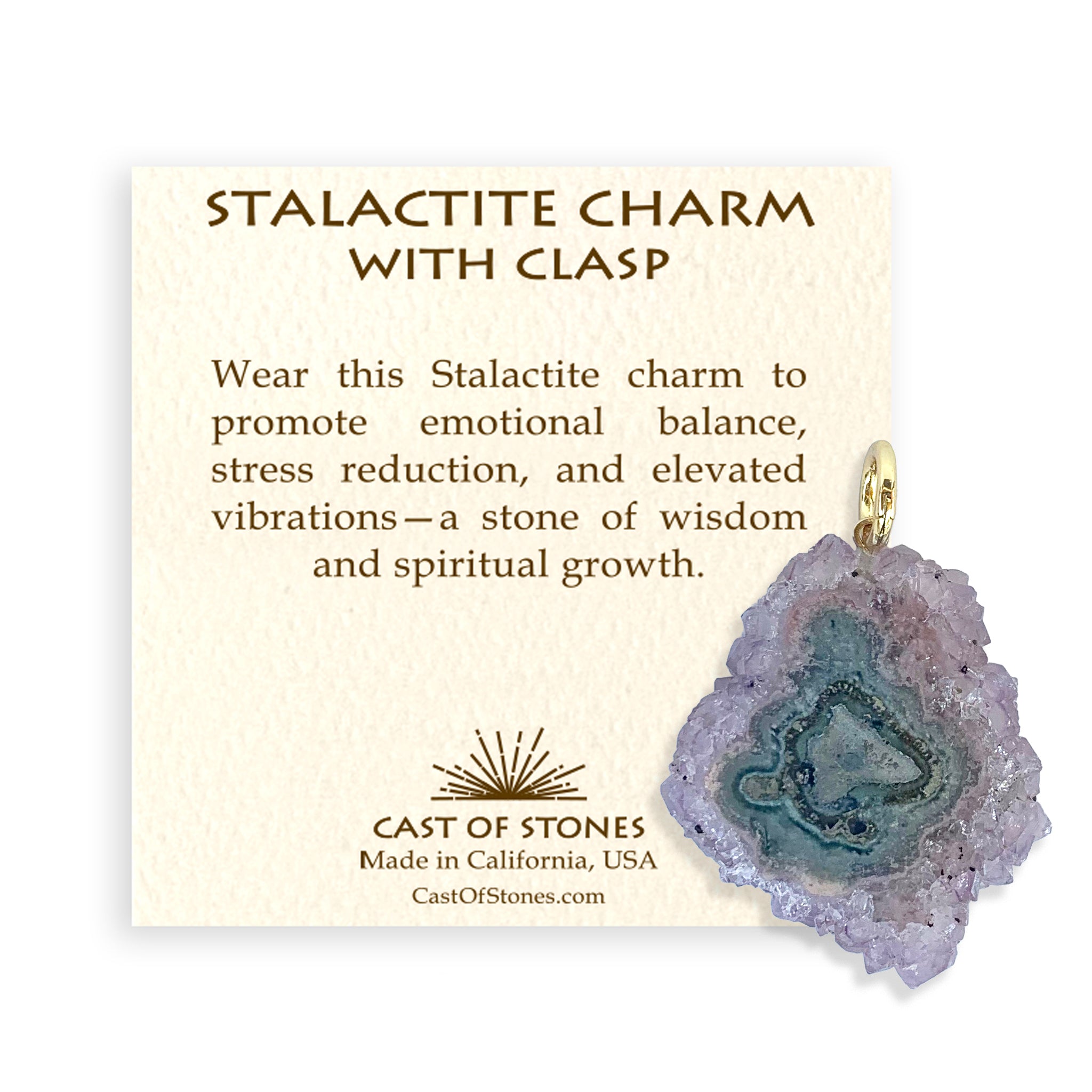 Raw Stalactite Charm with Clasp