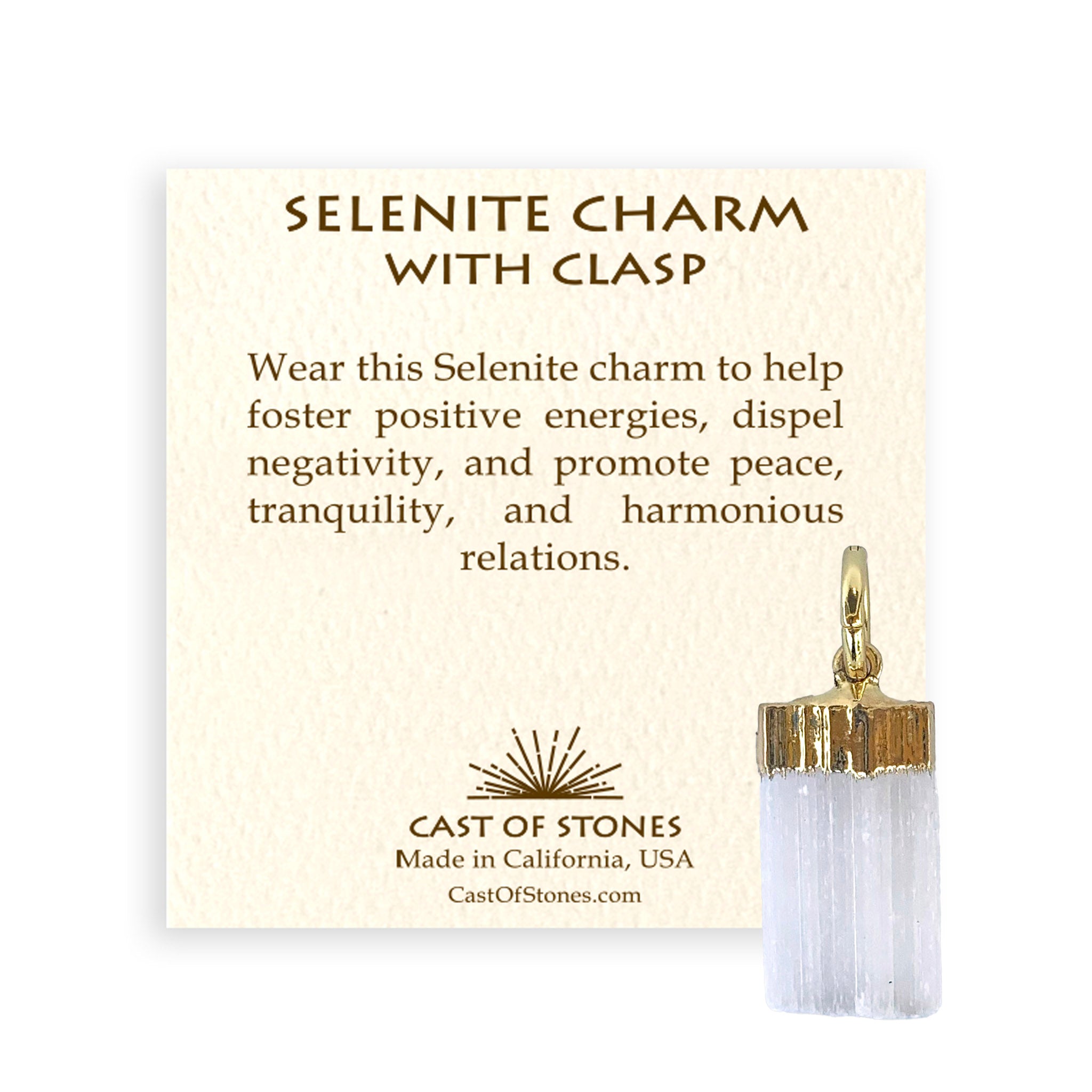 Selenite Slice Charm with Clasp