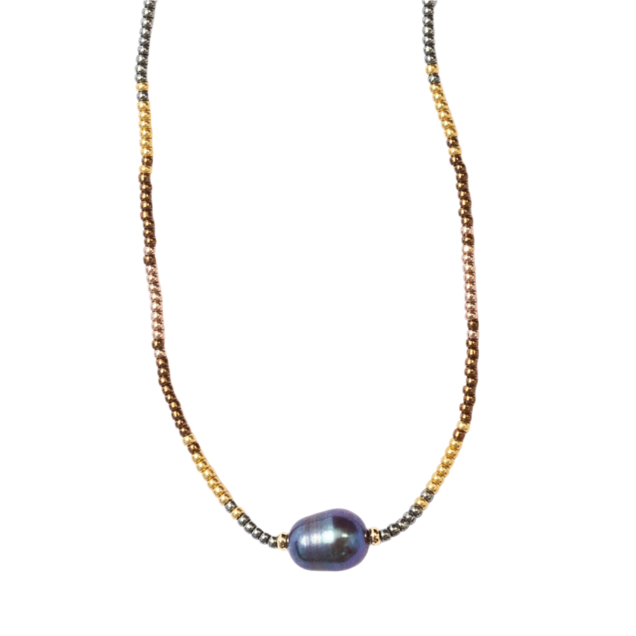 Black Pearl Solitaire Necklace