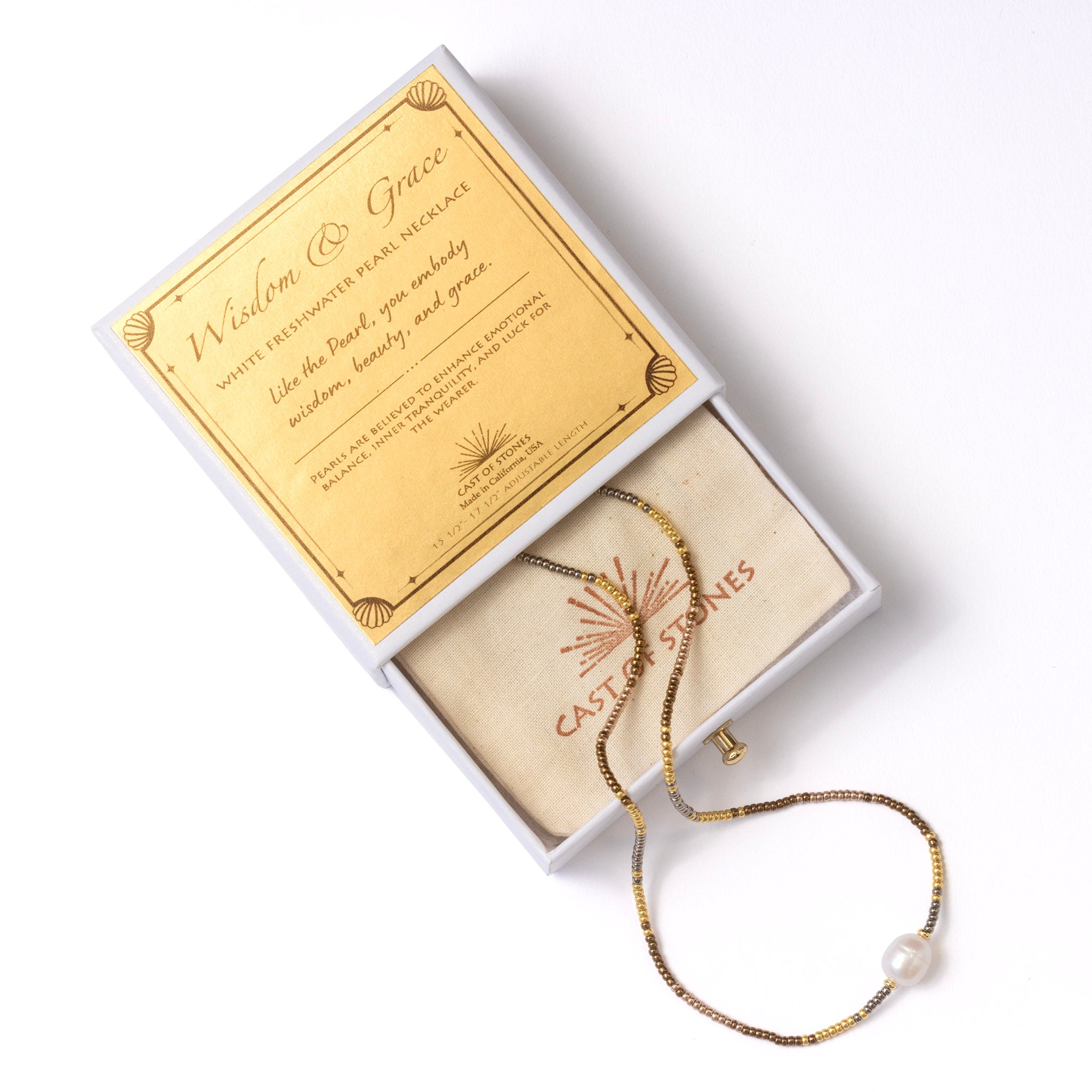 Wisdom & Grace White Pearl Necklace