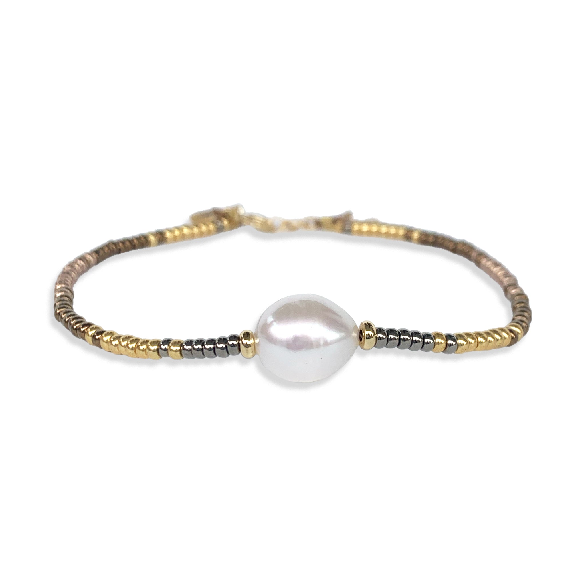 White Pearl Solitaire Bracelet