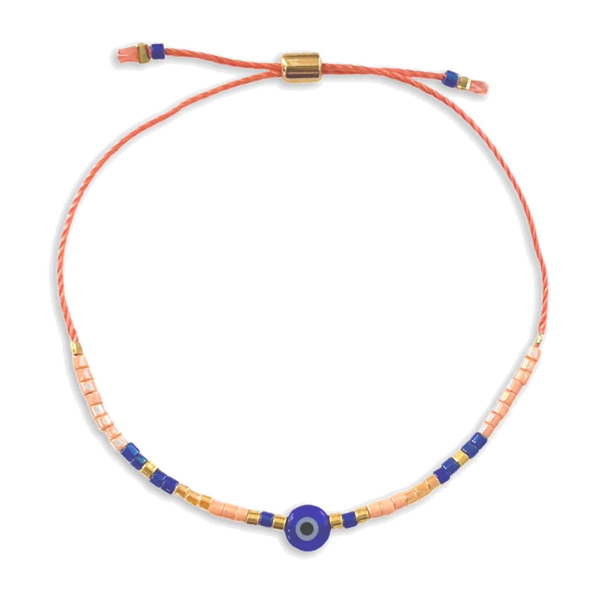 Evil Eye Bracelet - Peach/Cobalt