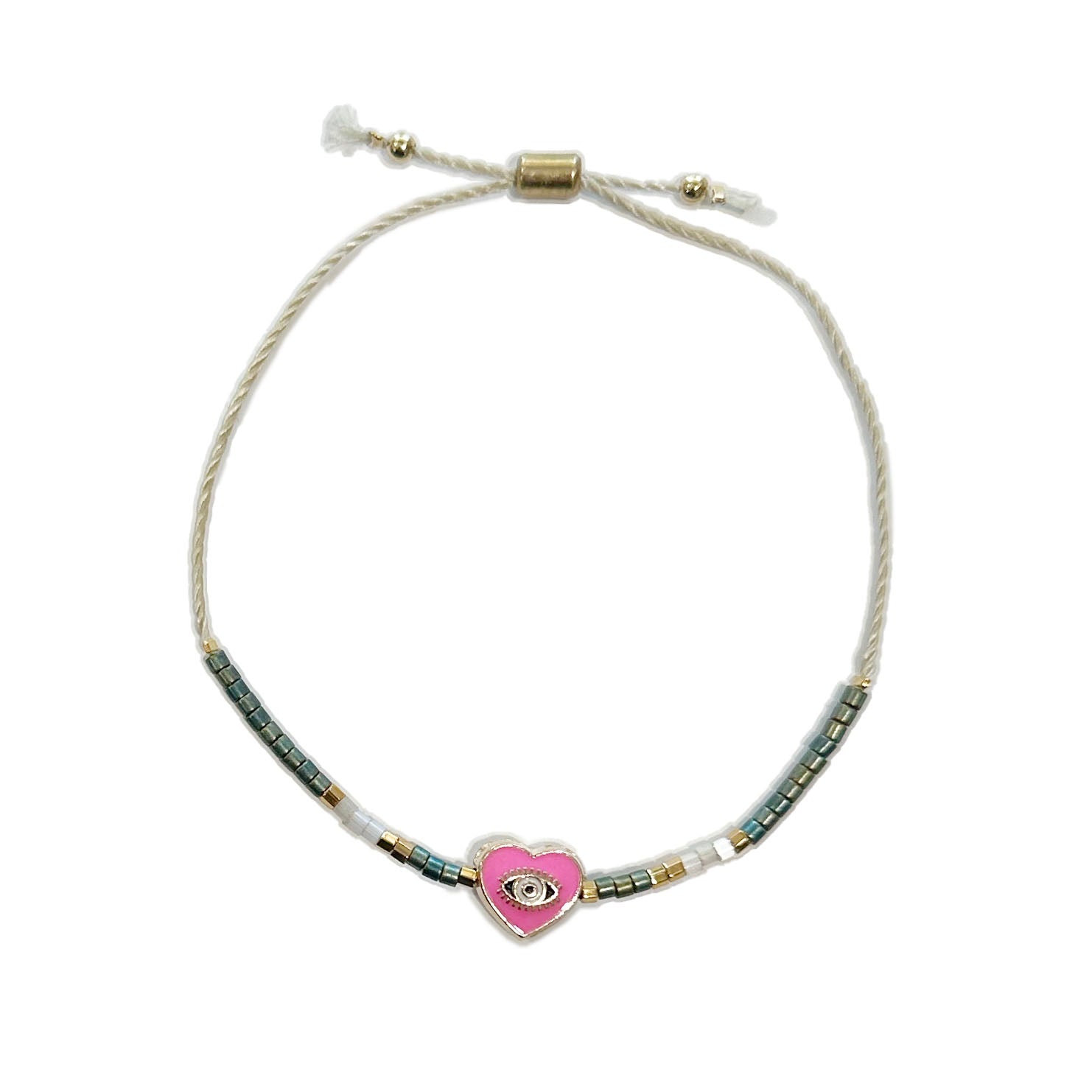 I HEART YOU Bracelet - Emerald/Pink