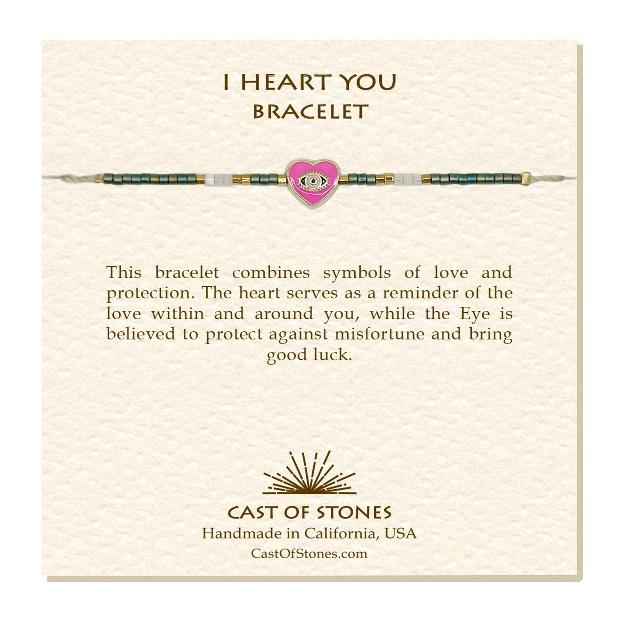 I HEART YOU Bracelet - Emerald/Pink