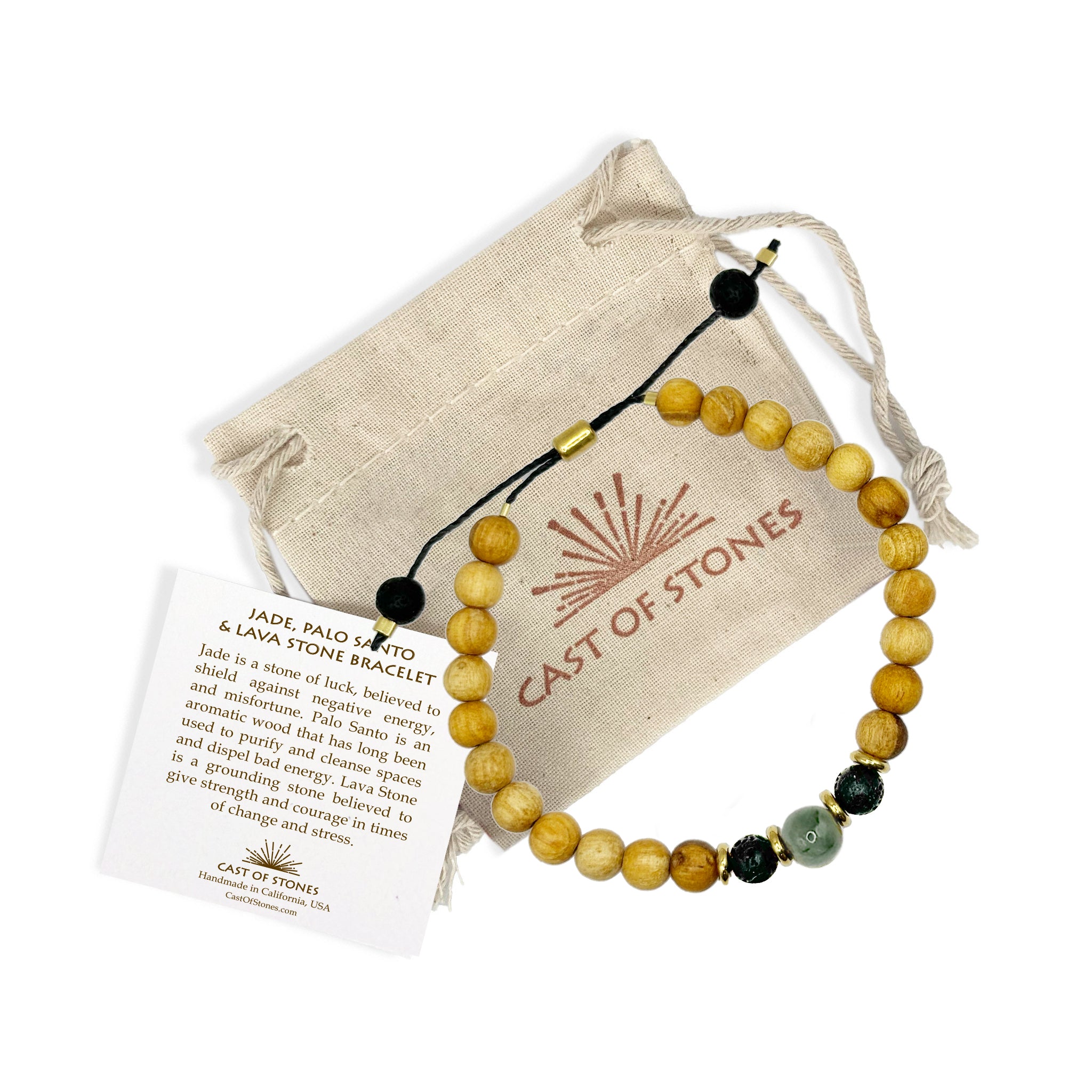 Men's Jade, Palo Santo & Lava Stone Bracelet