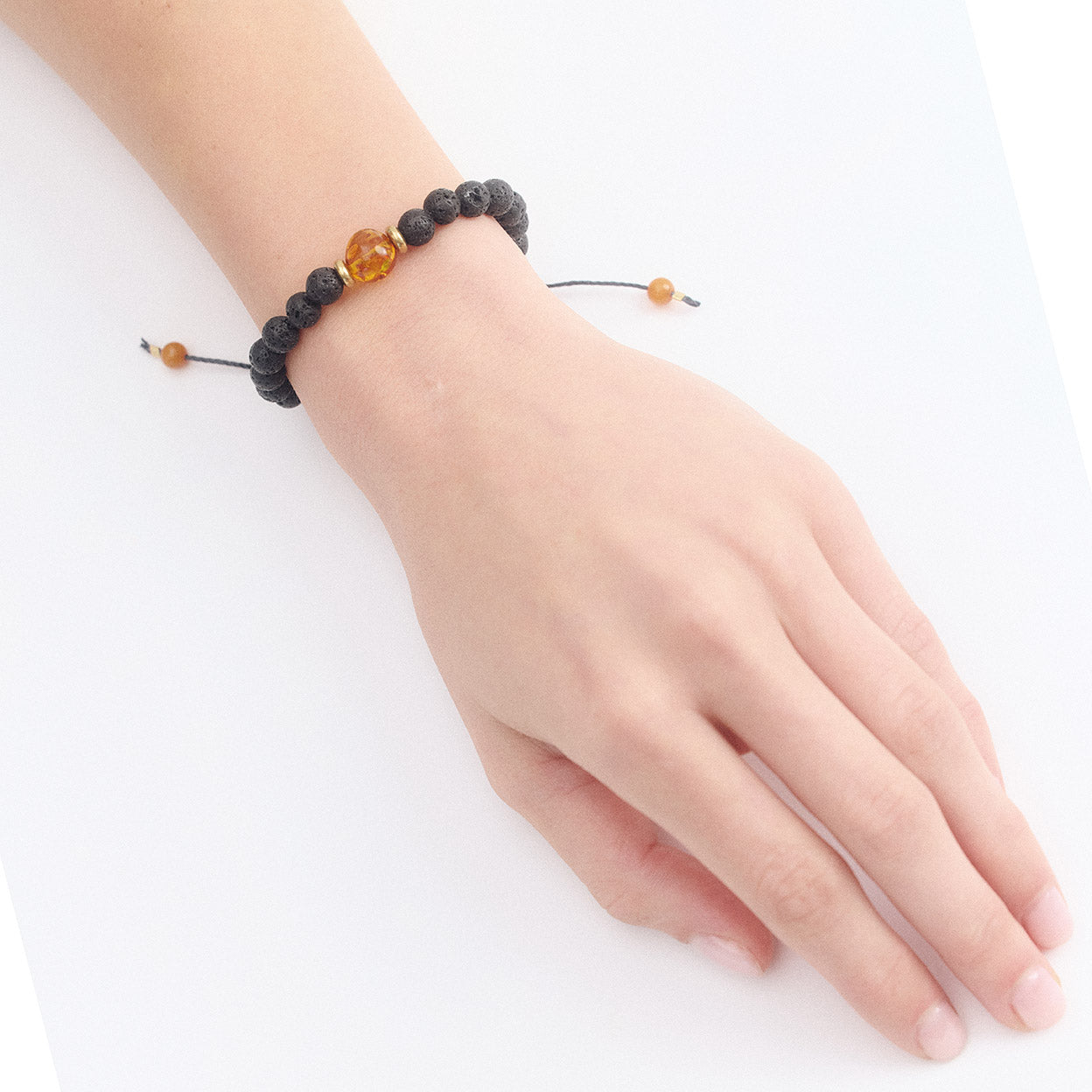 Baltic Amber & Lava Stone Bracelet
