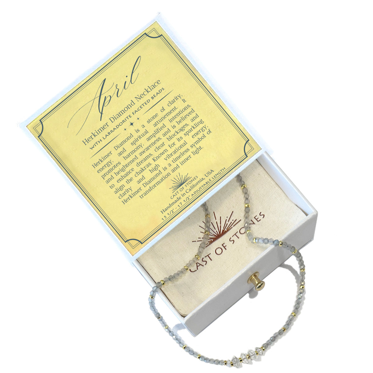 April Birthstone Necklace - Herkimer Diamond
