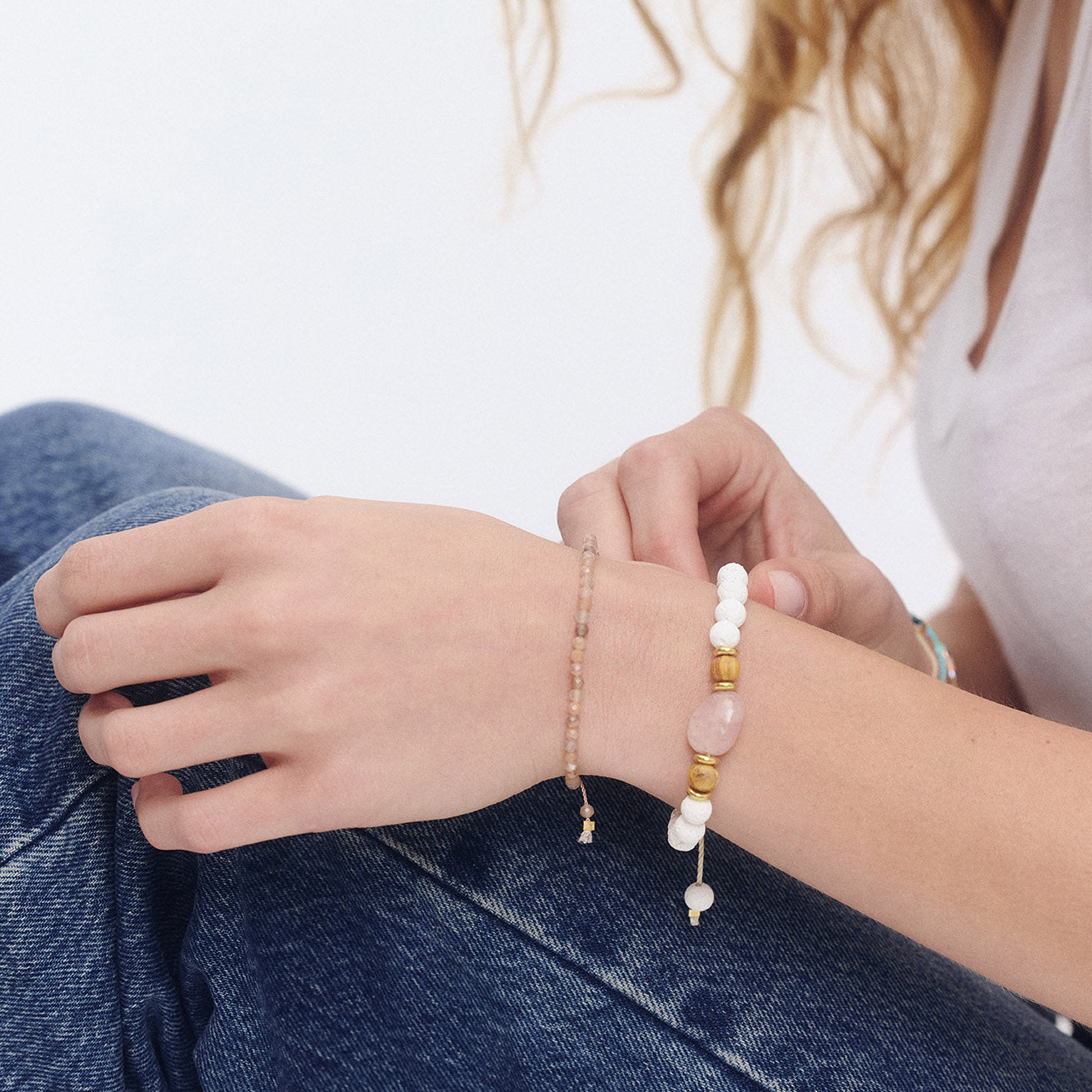 Rose Quartz, Palo Santo & Lava Stone Bracelet