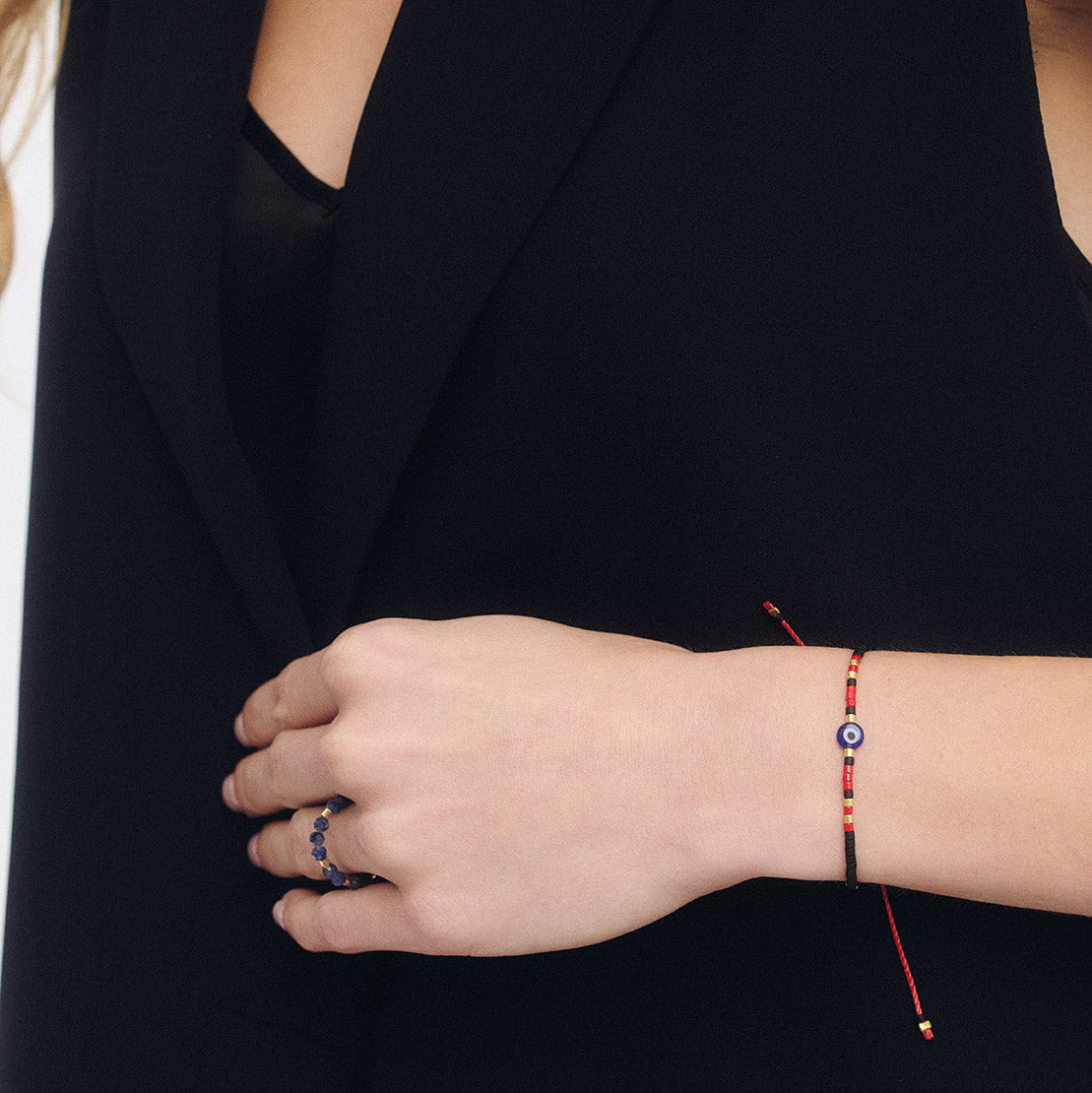 Evil Eye Bracelet - Cobalt/Red
