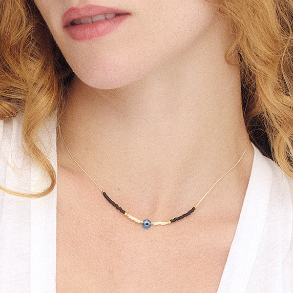 Evil Eye Necklace - Turquoise/White