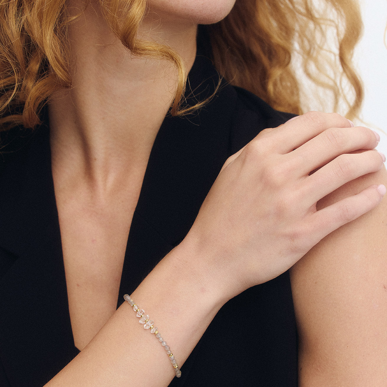 Herkimer Diamond and Labradorite Bracelet