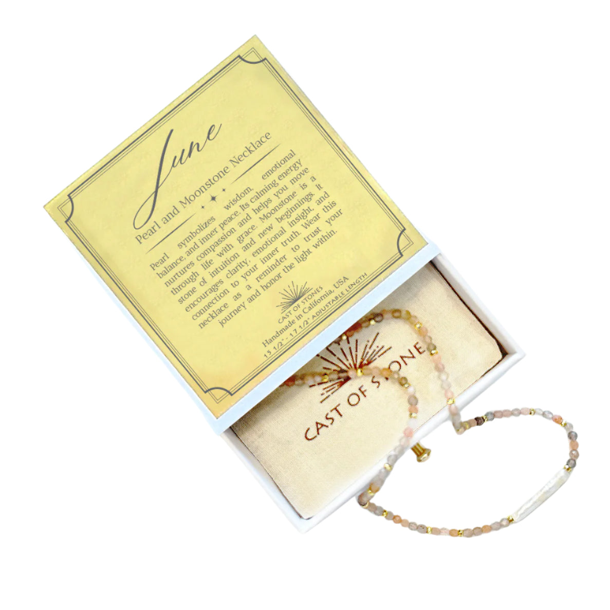 June Birthstone Necklace - Pearl & Moonstone