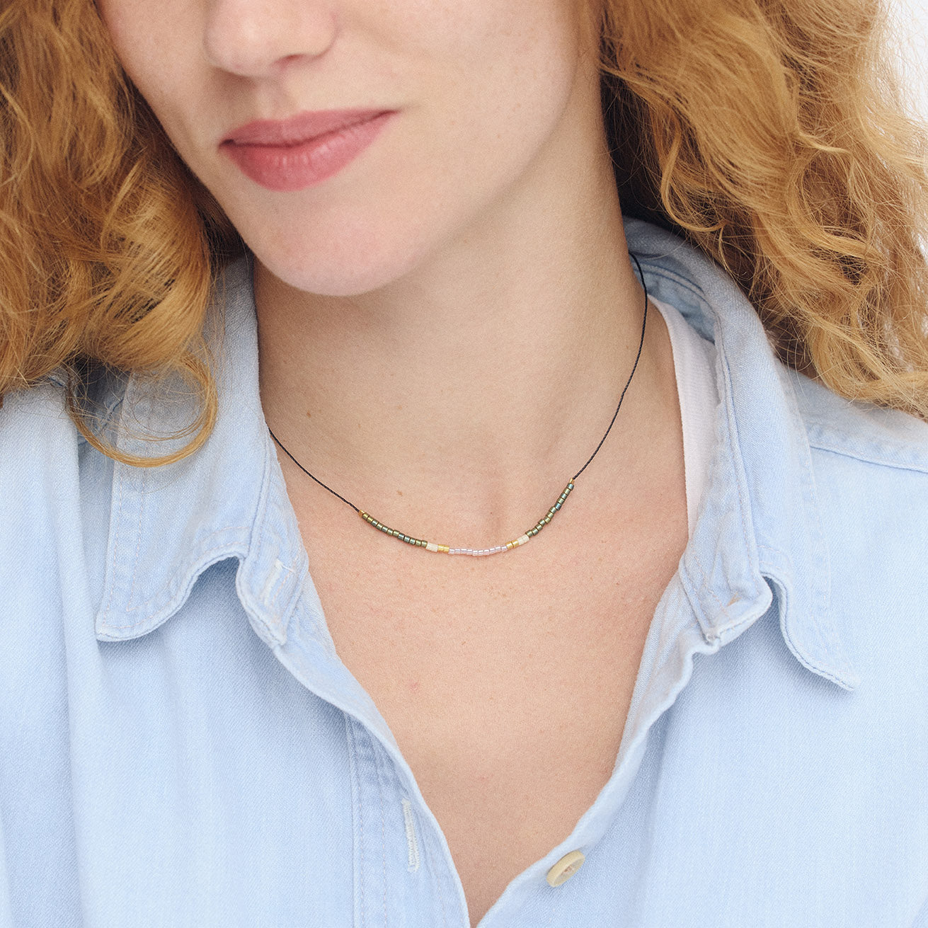 Intention Necklace - Patina/Pink