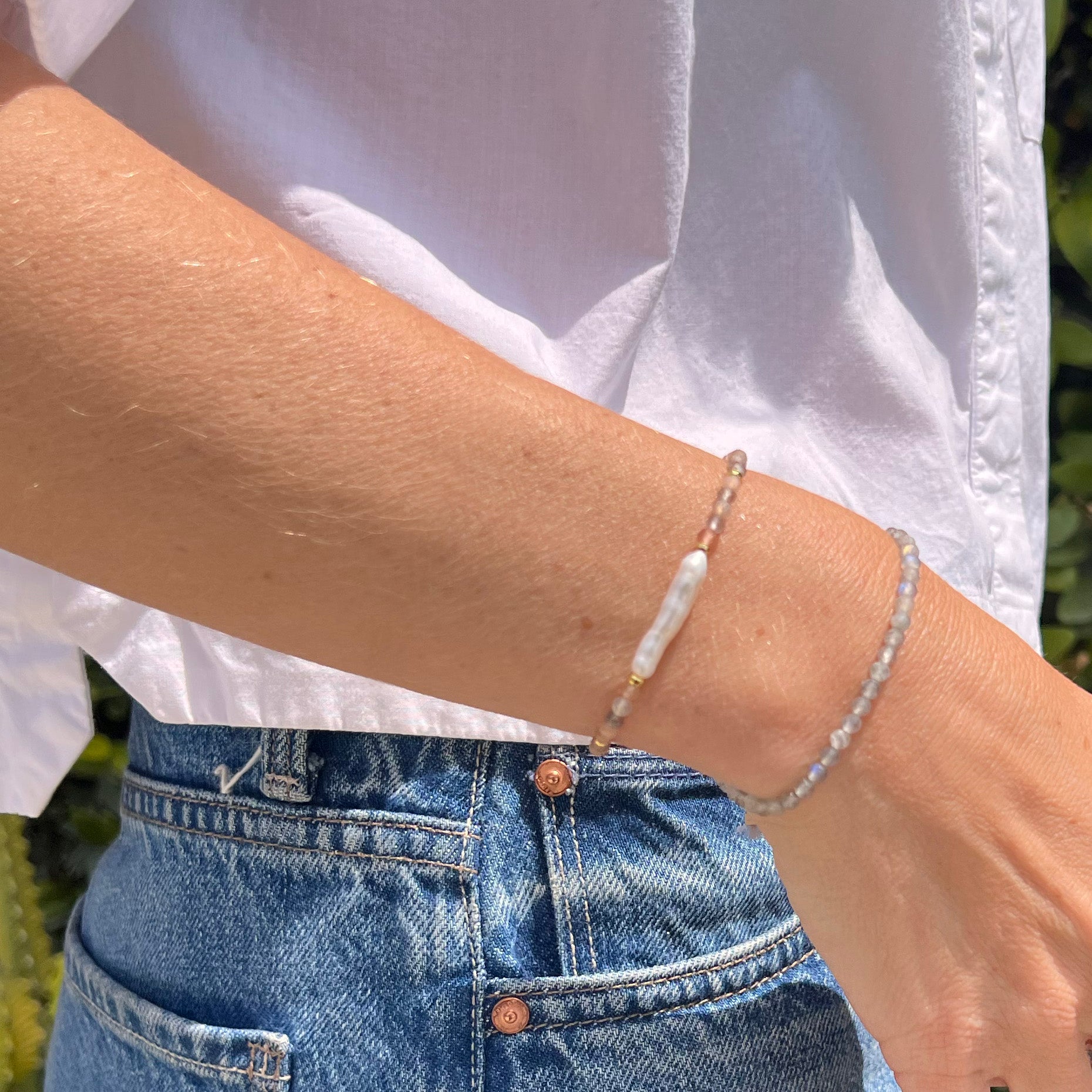June Birthstone Bracelet - Pearl & Moonstone