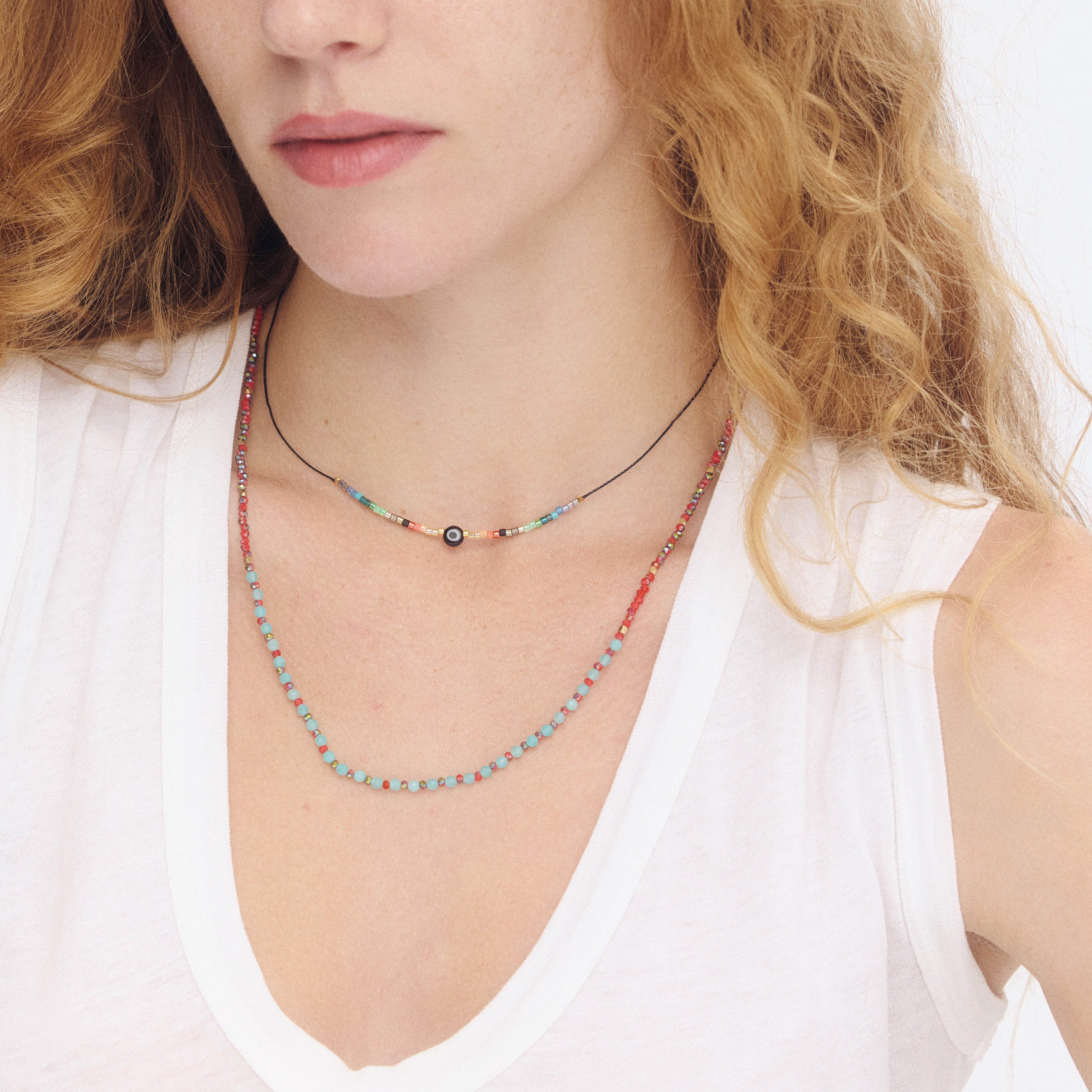 Amazonite Gemstone Necklace / Triple Wrap Bracelet