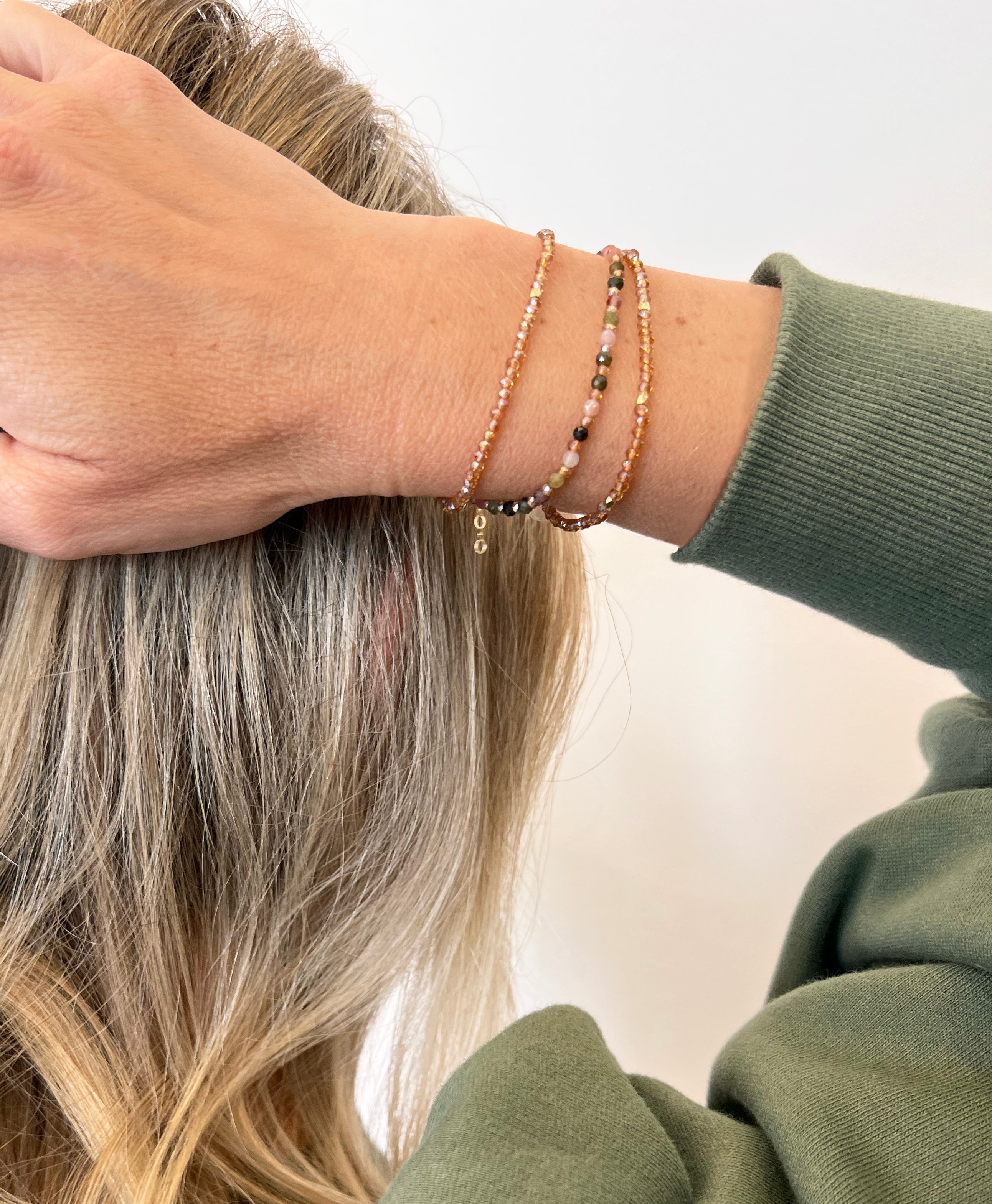 Tourmaline Gemstone Necklace / Triple Wrap Bracelet