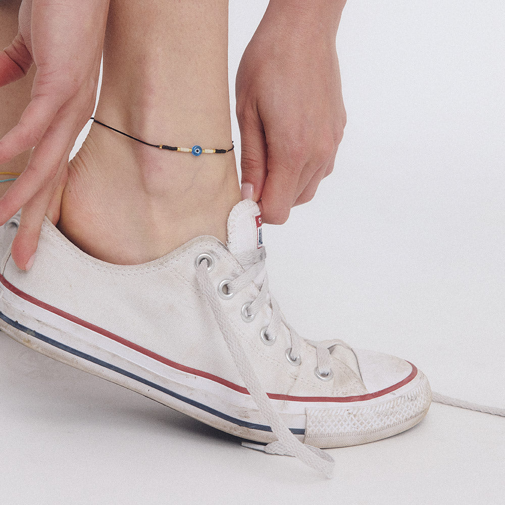 Evil Eye Anklet - Turquoise/ White