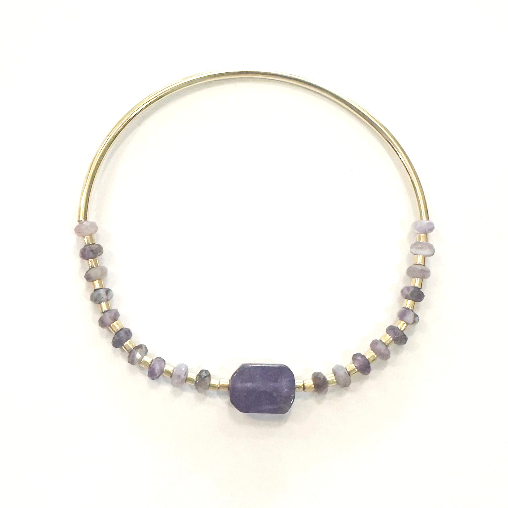 amethyst stretch bracelet in gold