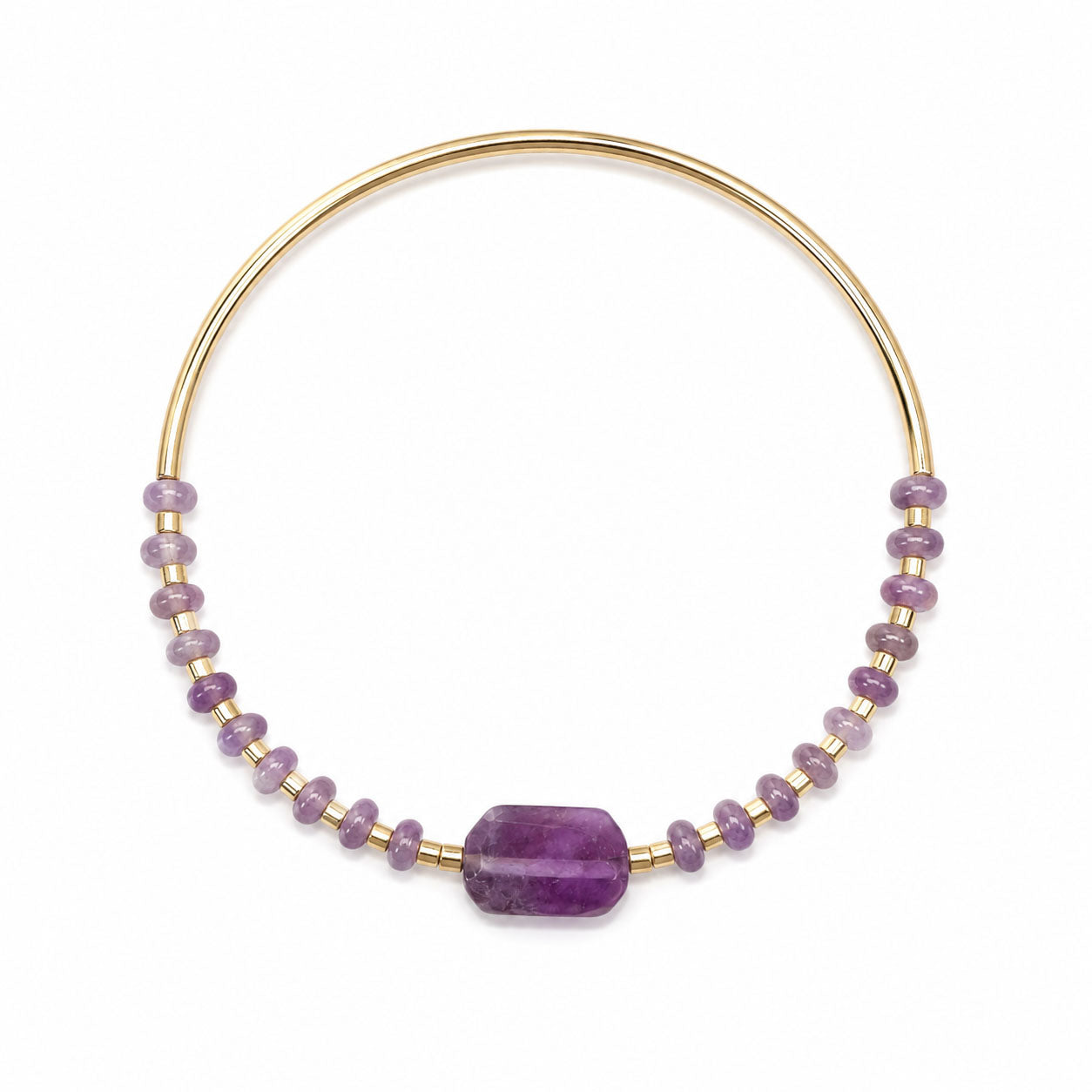 amethyst stretch bracelet in gold