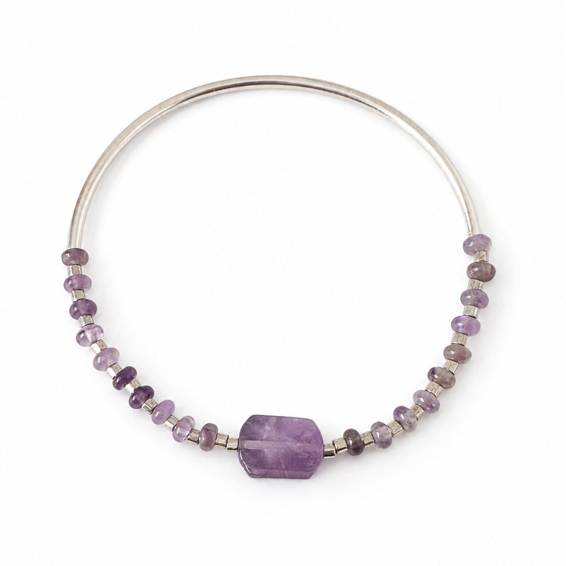amethyst stretch bracelet in silver