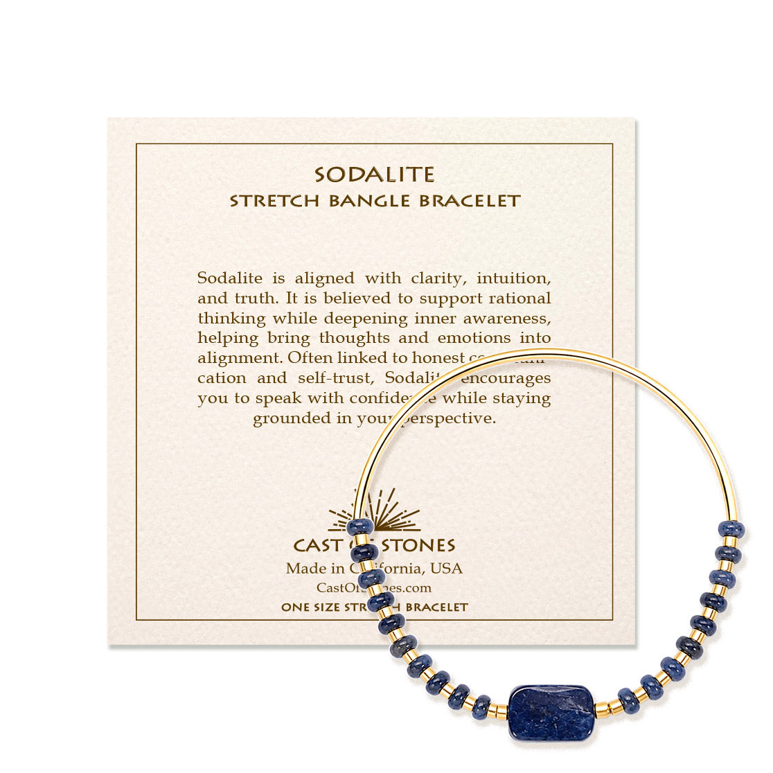 Sodalite Stretch Bangle Bracelet - Gold