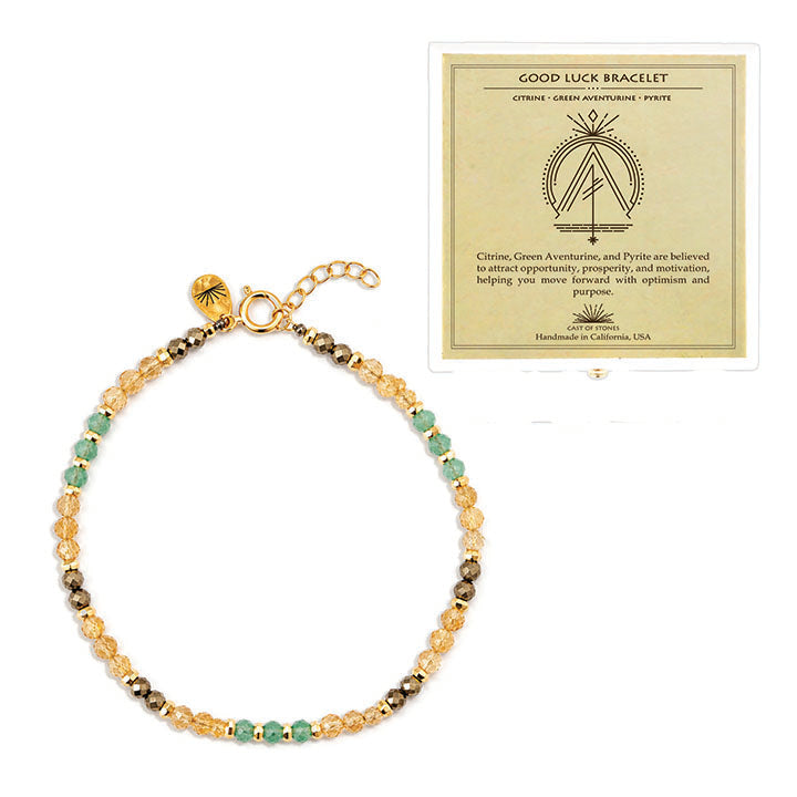 Good Luck Faceted Gemstone Bracelet in Drawer Gift Box
