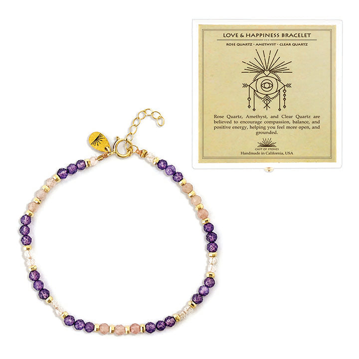 Love & Happiness Faceted Gemstone Bracelet in Drawer Gift Box