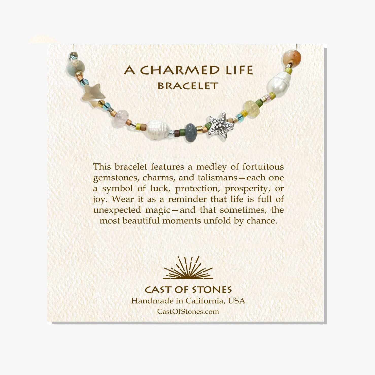 majestic bracelet with pearls on description card