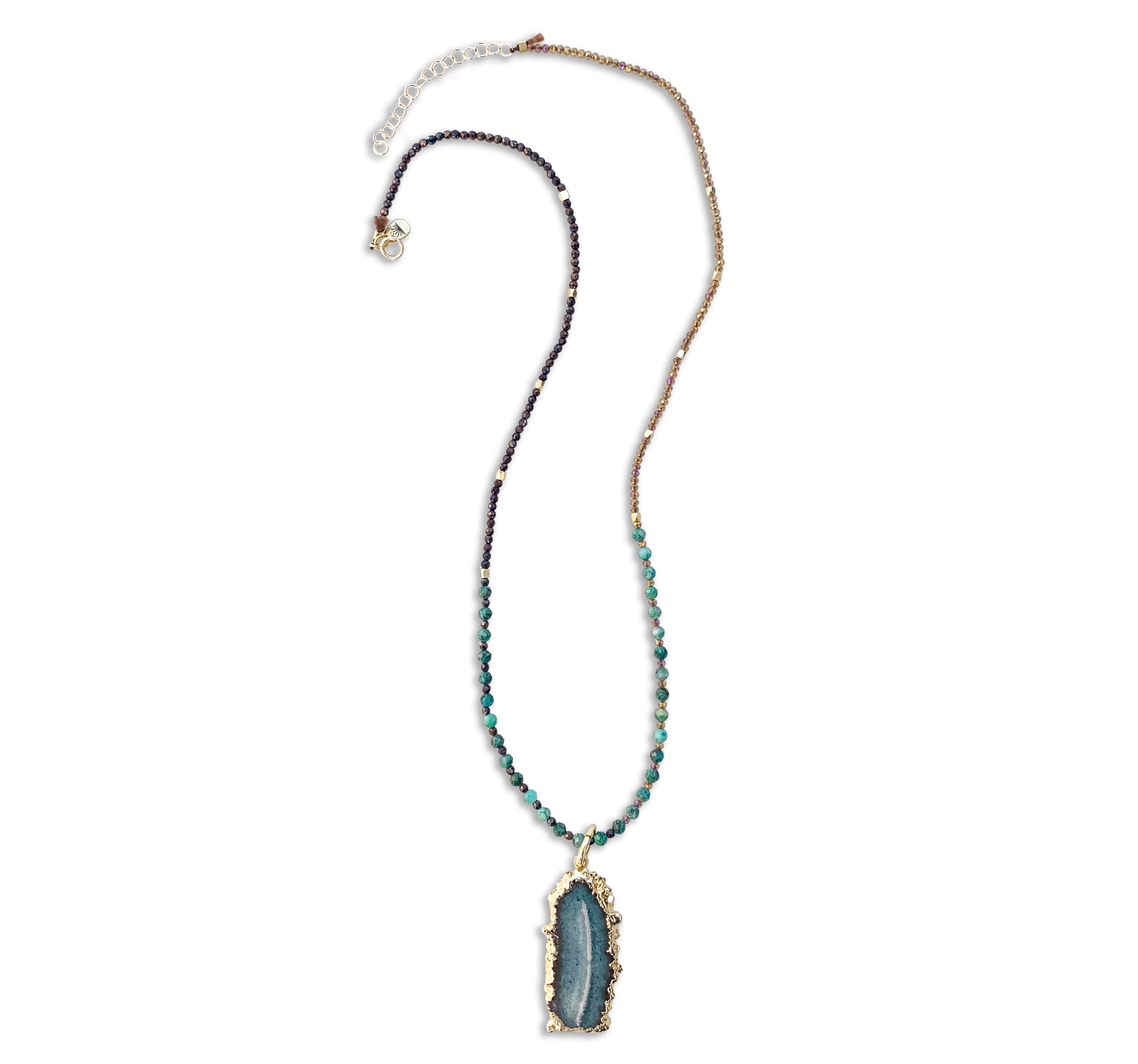 Cast-of-Stones-Chrysocolla-Necklace-with-Stalactite-Large-Charm-Clasp