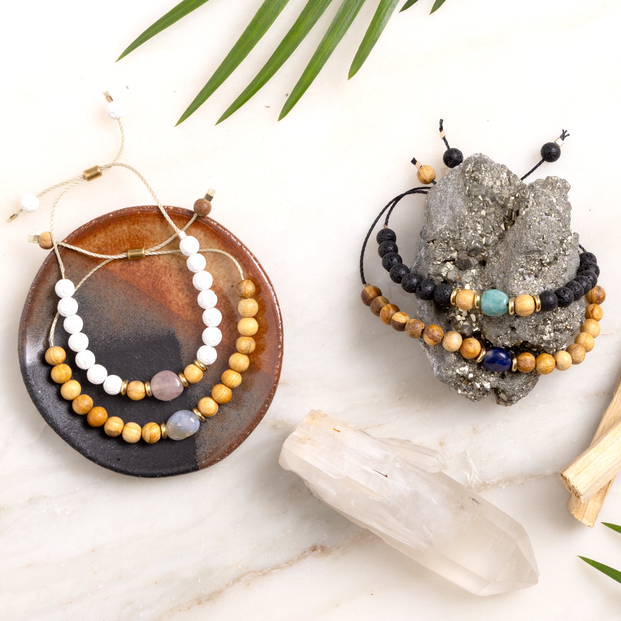 Amazonite, Palo Santo, & Lava Stone Bracelet
